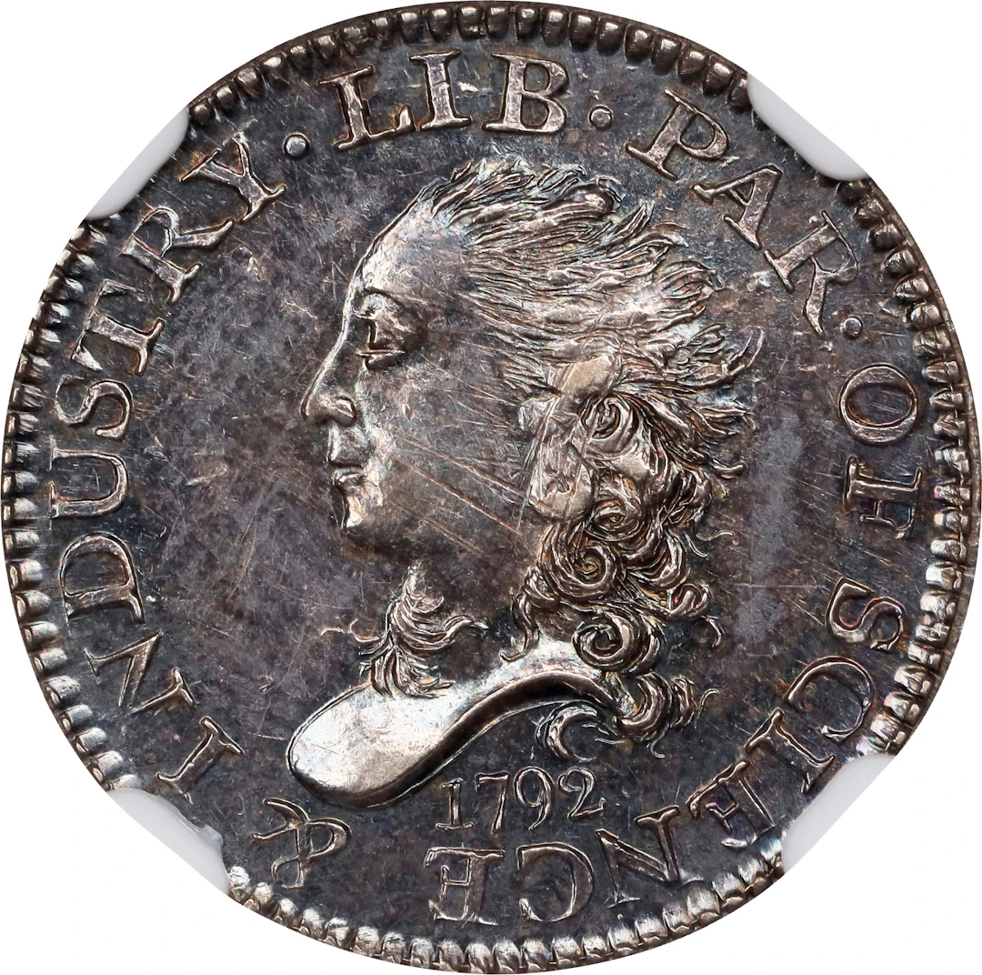 1792 Half Disme. LM-1, Judd-7, Pollock-7. Rarity-4. MS-65 (NGC).