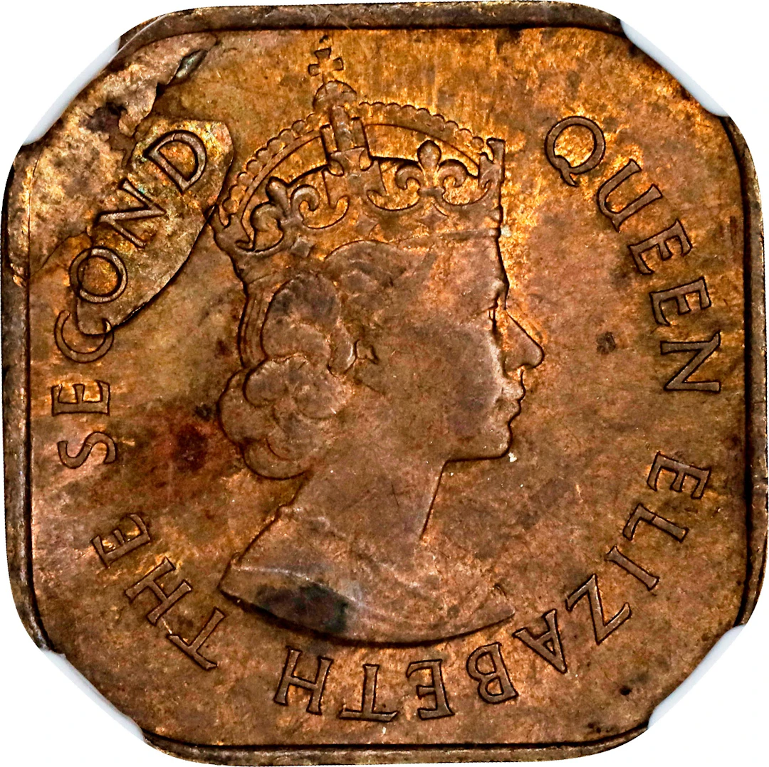 MALAYA AND BRITISH BORNEO. Mint Error -- Obverse Lamination -- Cent