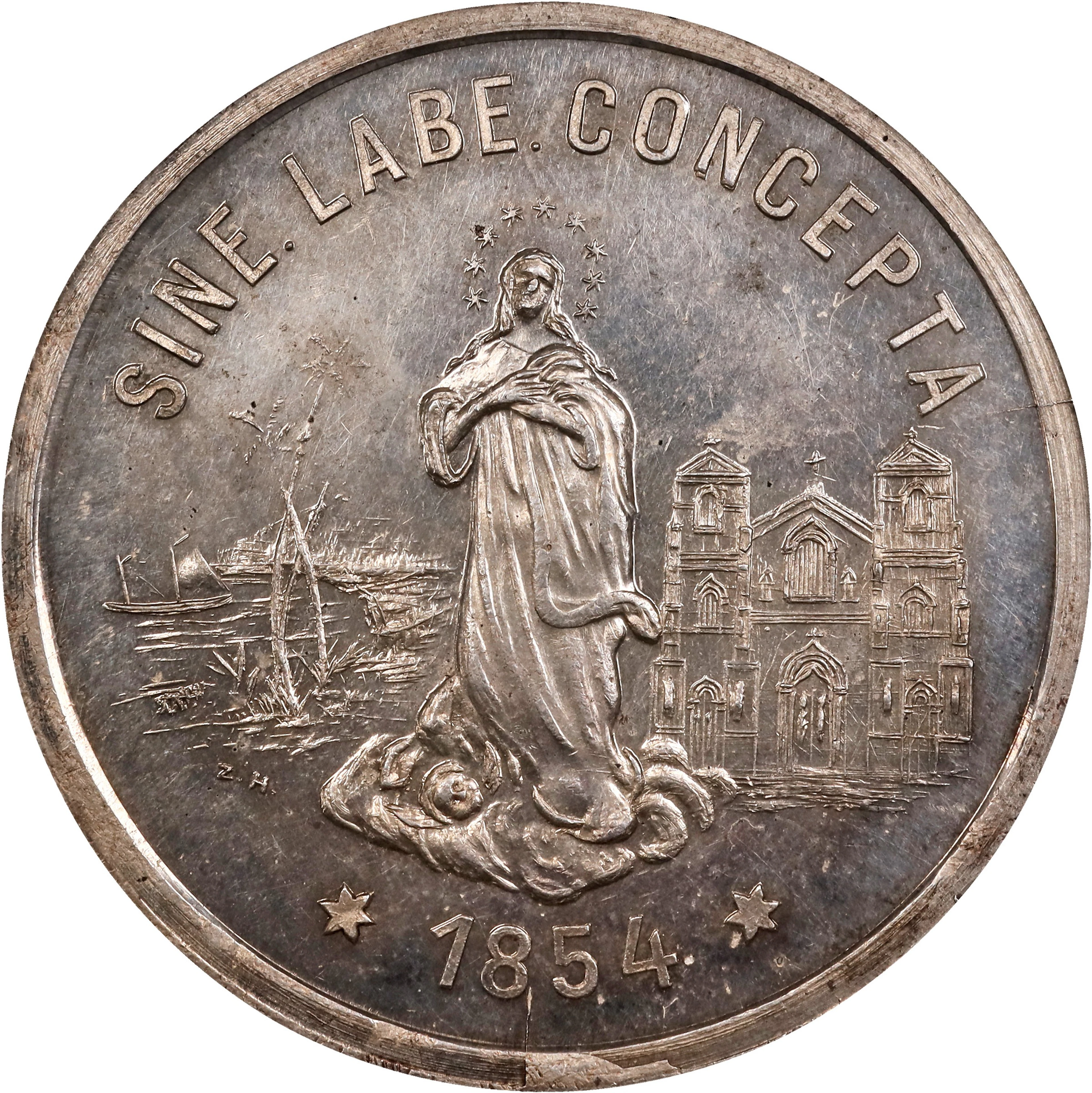 PHILIPPINES. Immaculate Conception Silver medal, 1904. NGC MS-63.