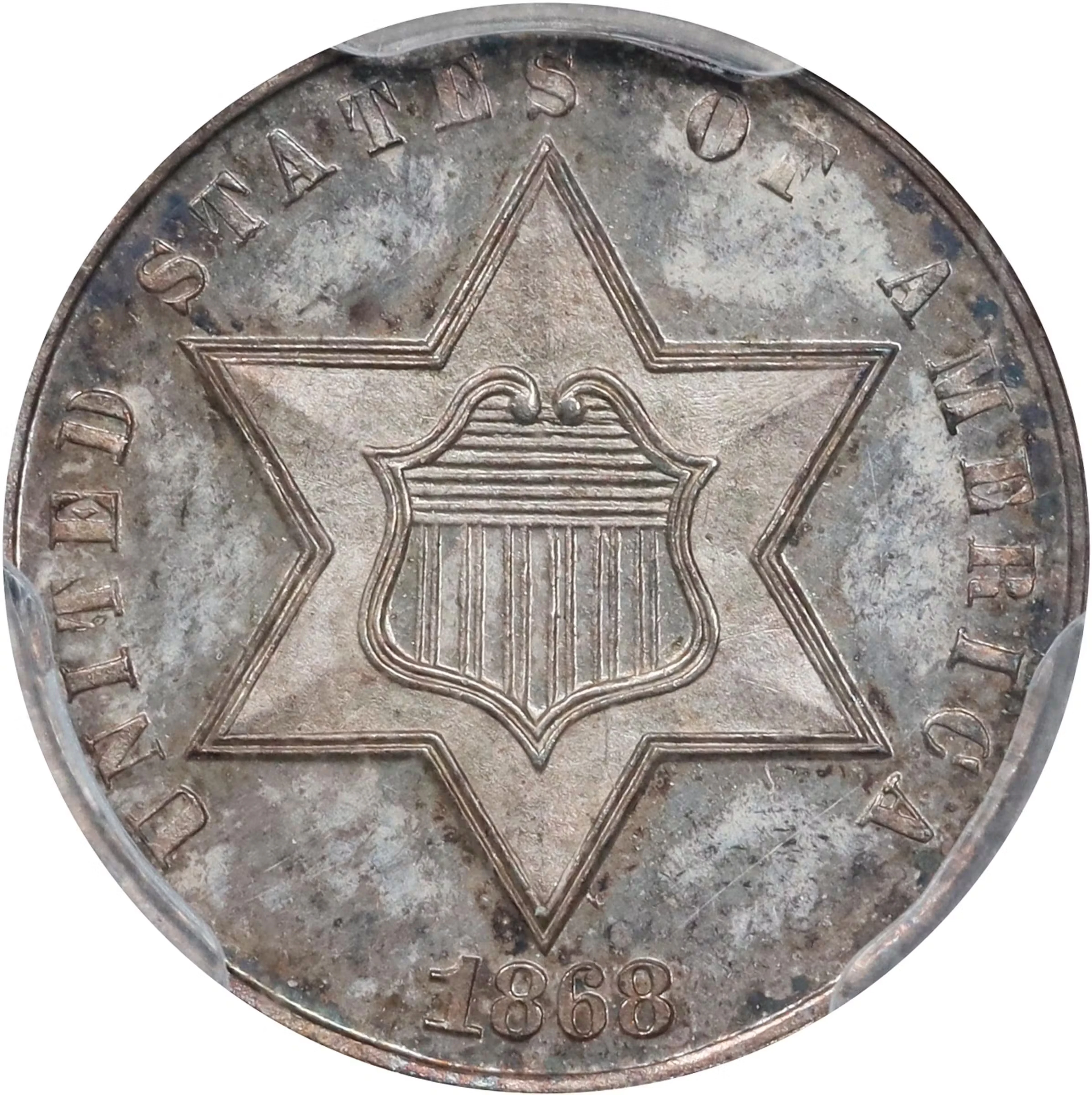 1868 Silver Three-Cent Piece. Proof-65 (PCGS).