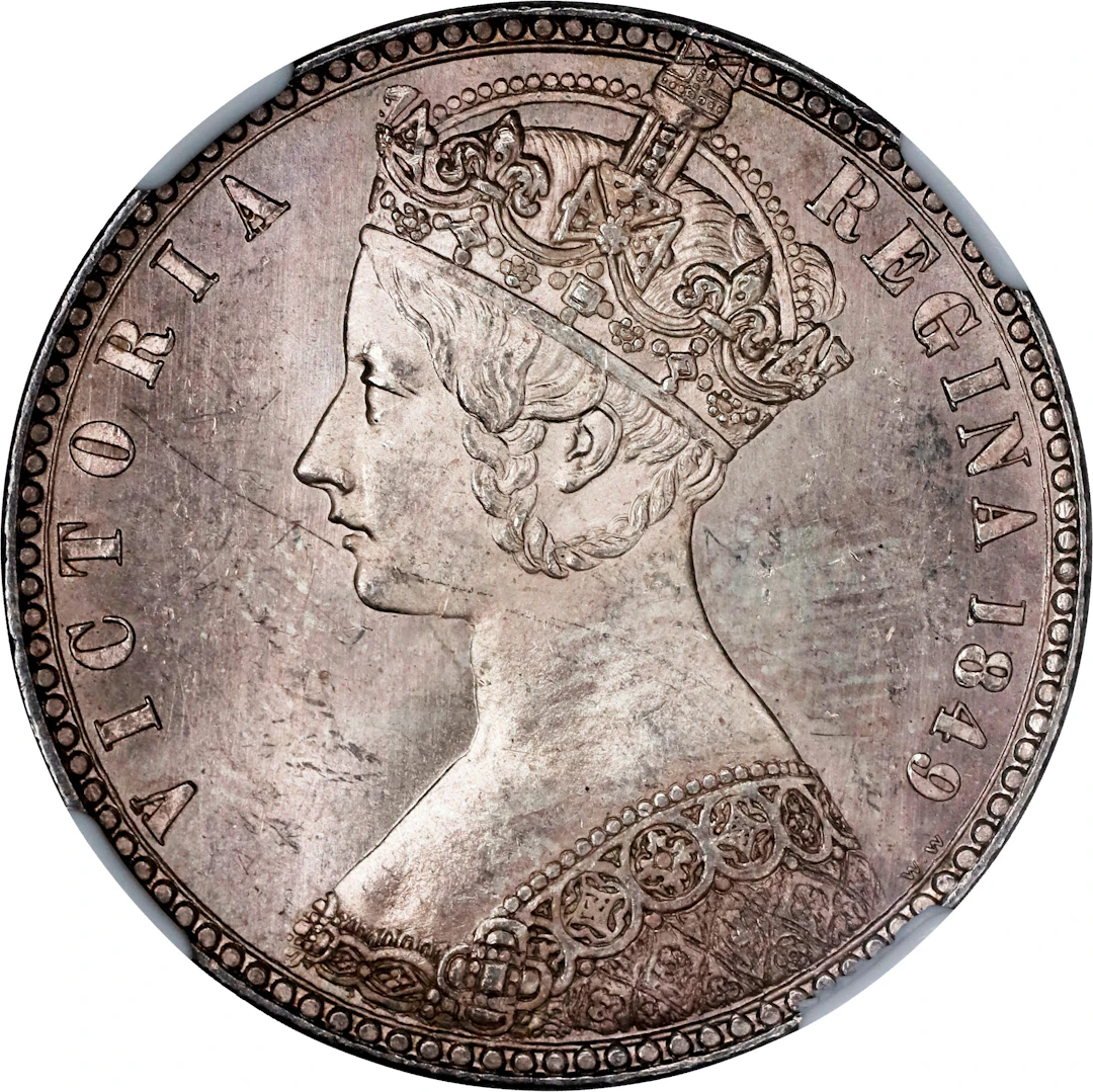 GREAT BRITAIN. "Gothic" Florin, 1849. London Mint. Victoria. NGC MS-64.