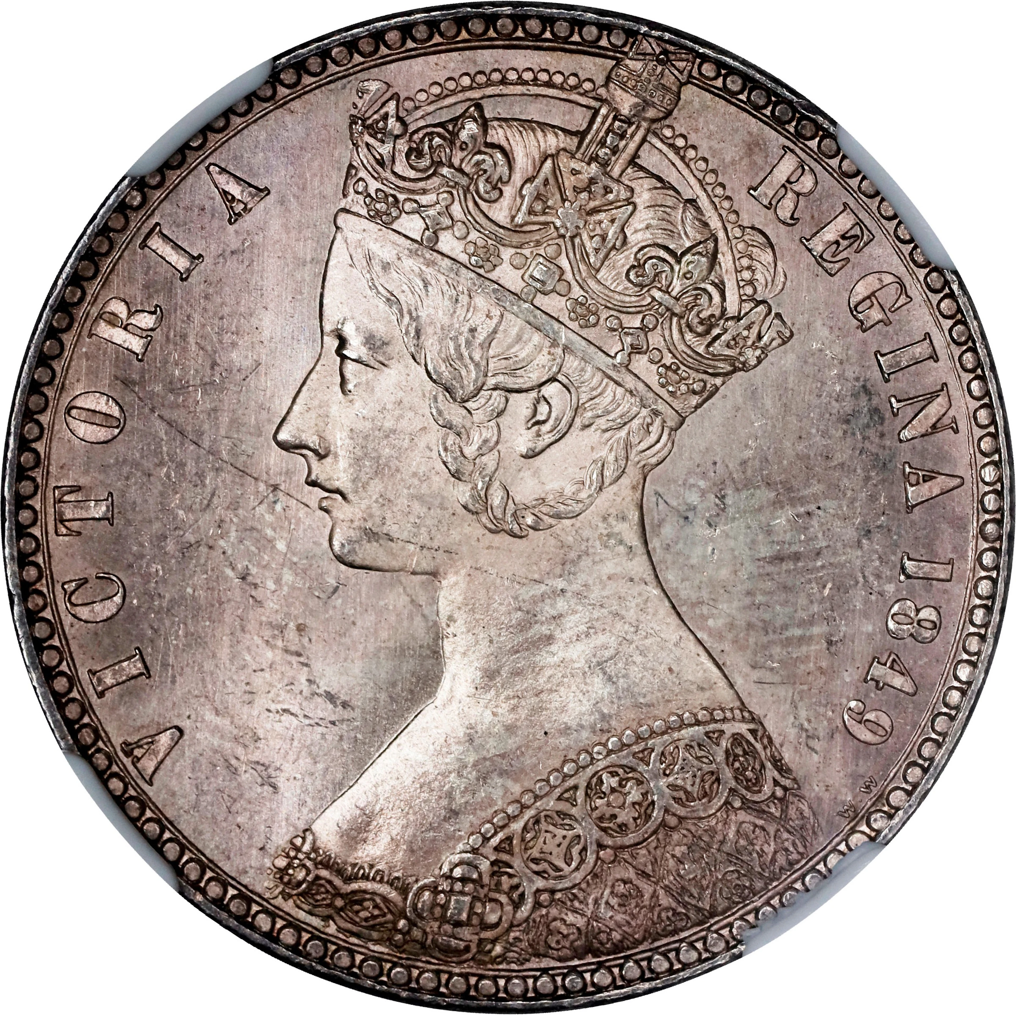 GREAT BRITAIN. "Gothic" Florin, 1849. London Mint. Victoria. NGC MS-64.