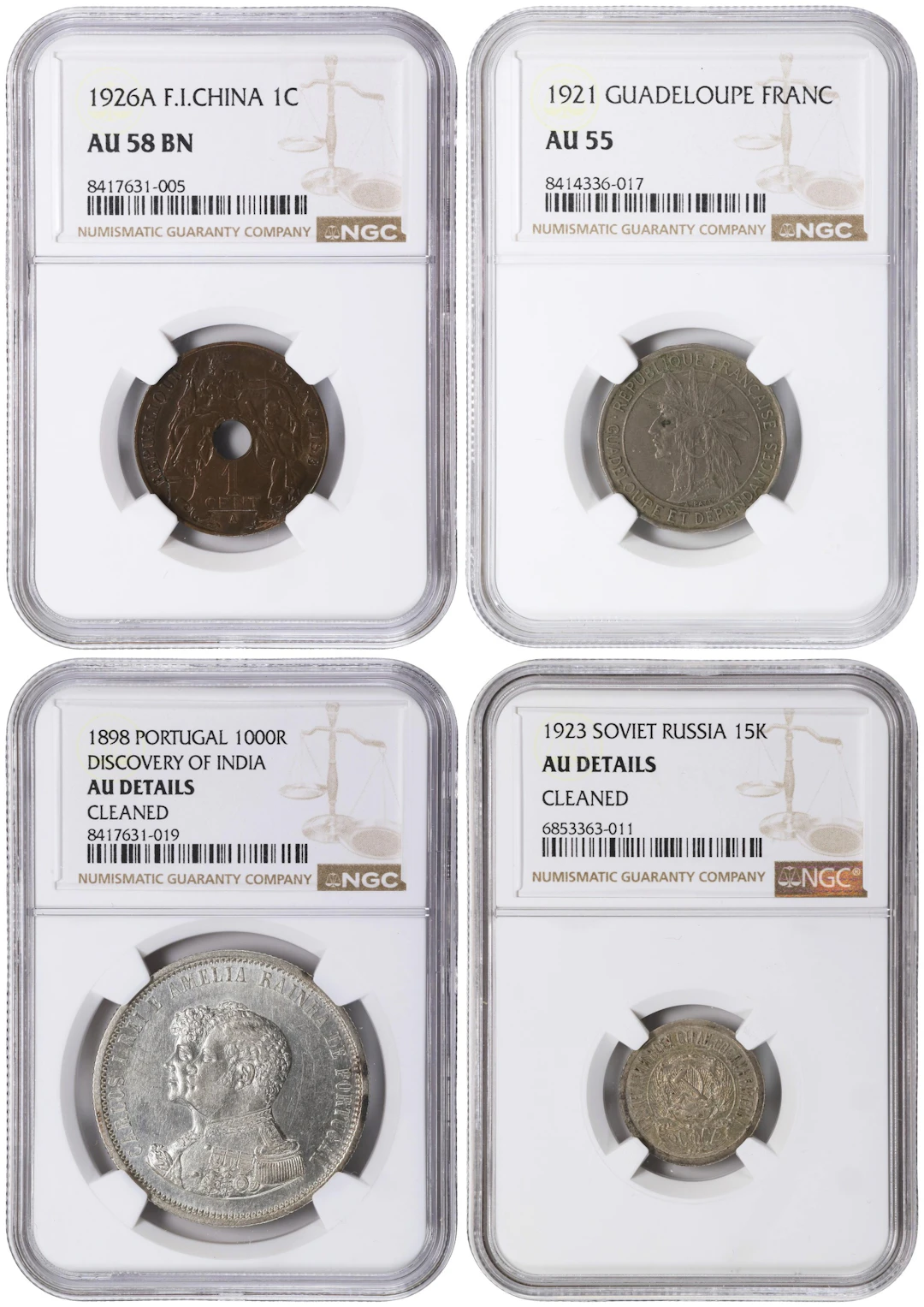 MIXED LOTS. Quartet of Mixed Denominations (4 Pieces), 1898-1926.
