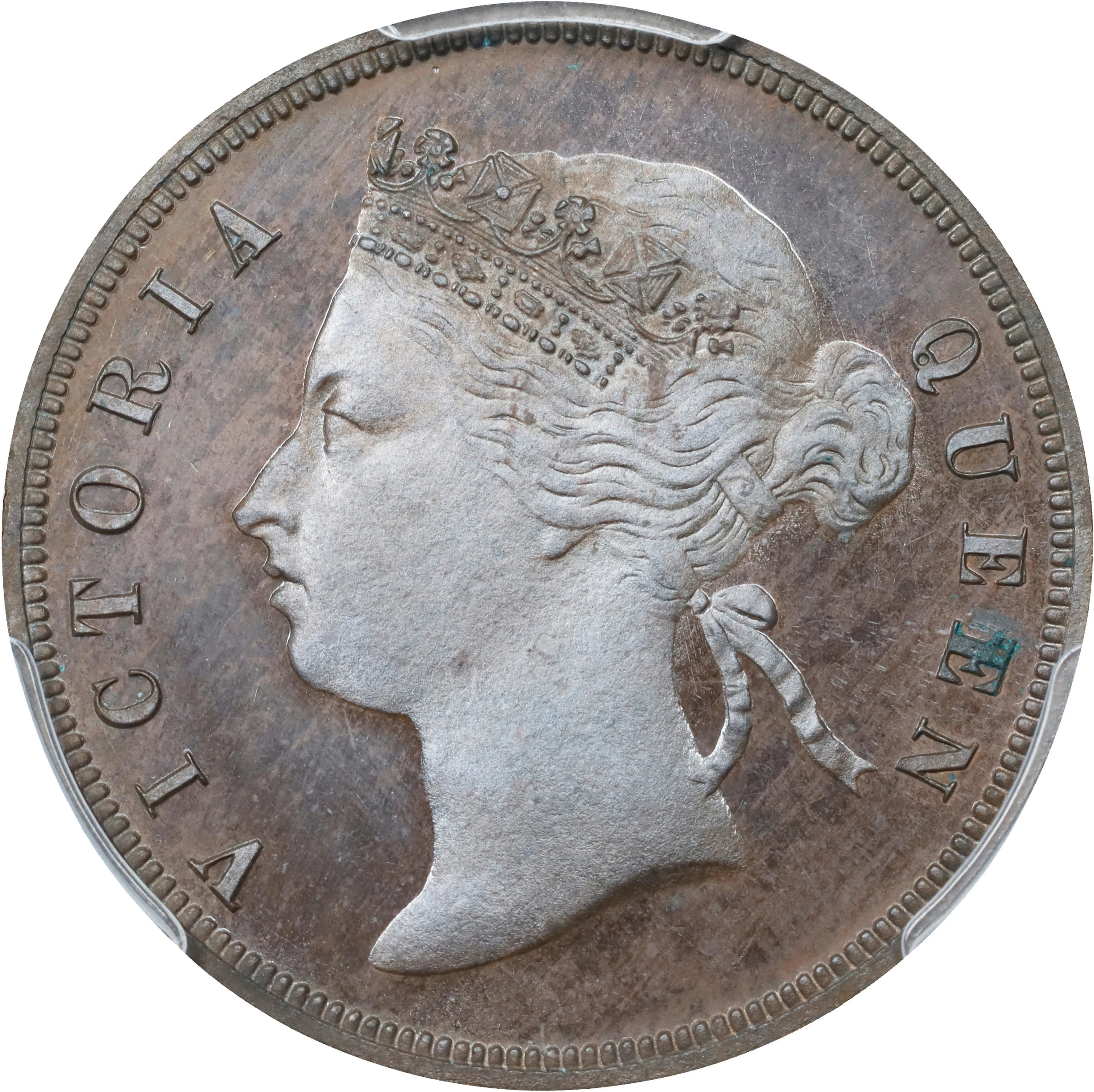 STRAITS SETTLEMENTS. Cent, 1875. Calcutta Mint. Victoria. PCGS PROOF-65 Brown.