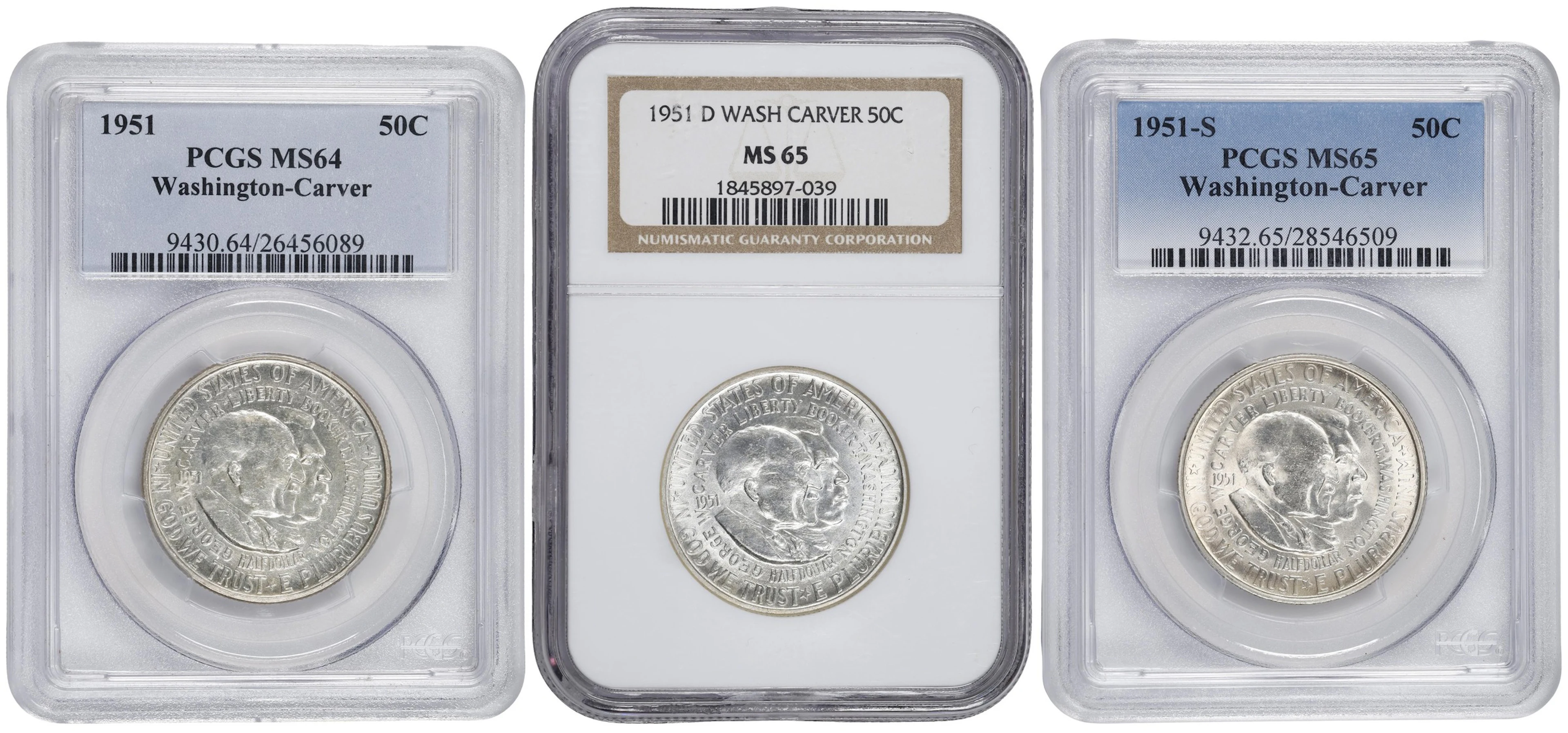 Certified 1951 Carver/Washington Commemorative. PDS Set.