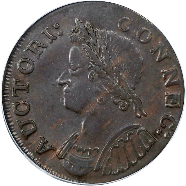 1786 Connecticut Copper. Miller 5.5-M, W-2595. Rarity-3. Mailed Bust