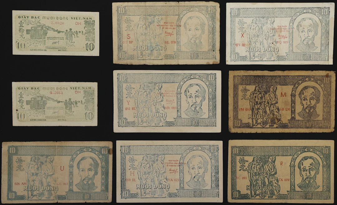 VIETNAM. Lot of (9). Viet-Nam Dan-Chu Cong-Hoa. 10 Dong, ND (1948-55).