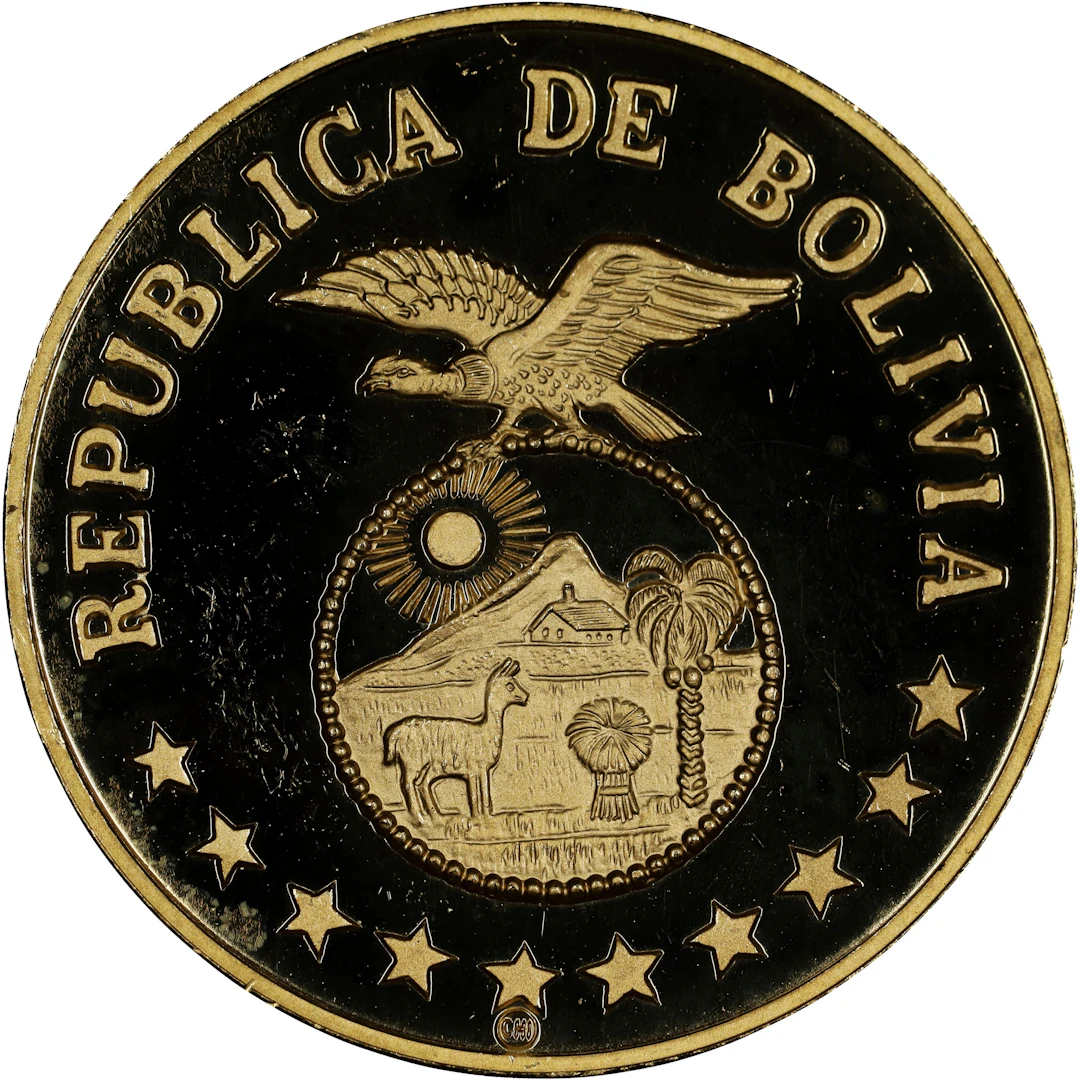 (0.497 oz, 15.459 g AGW). Bolivia. 1979 Year of the Child Gold 4000