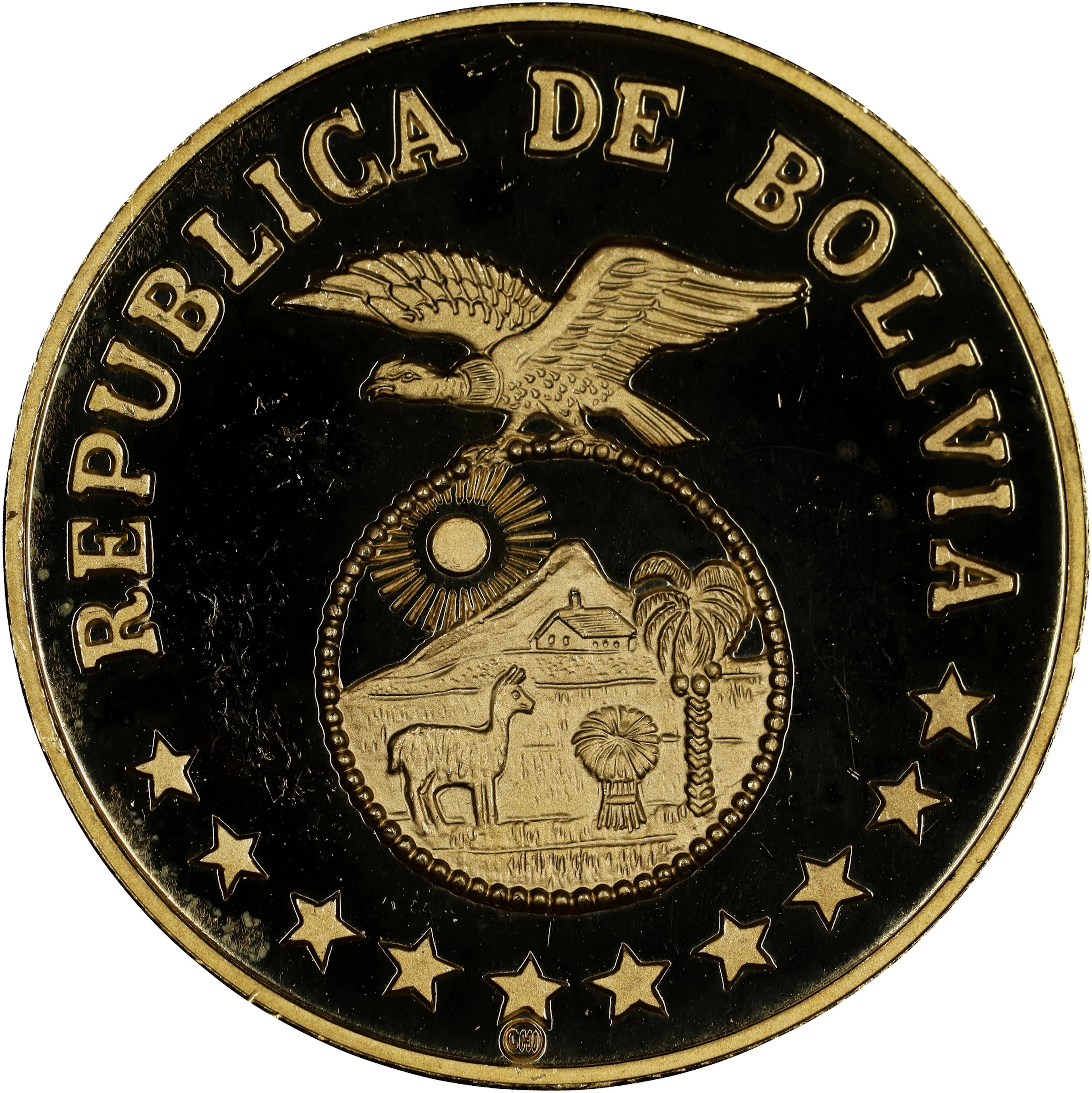 (0.497 oz, 15.459 g AGW). Bolivia. 1979 Year of the Child Gold 4000