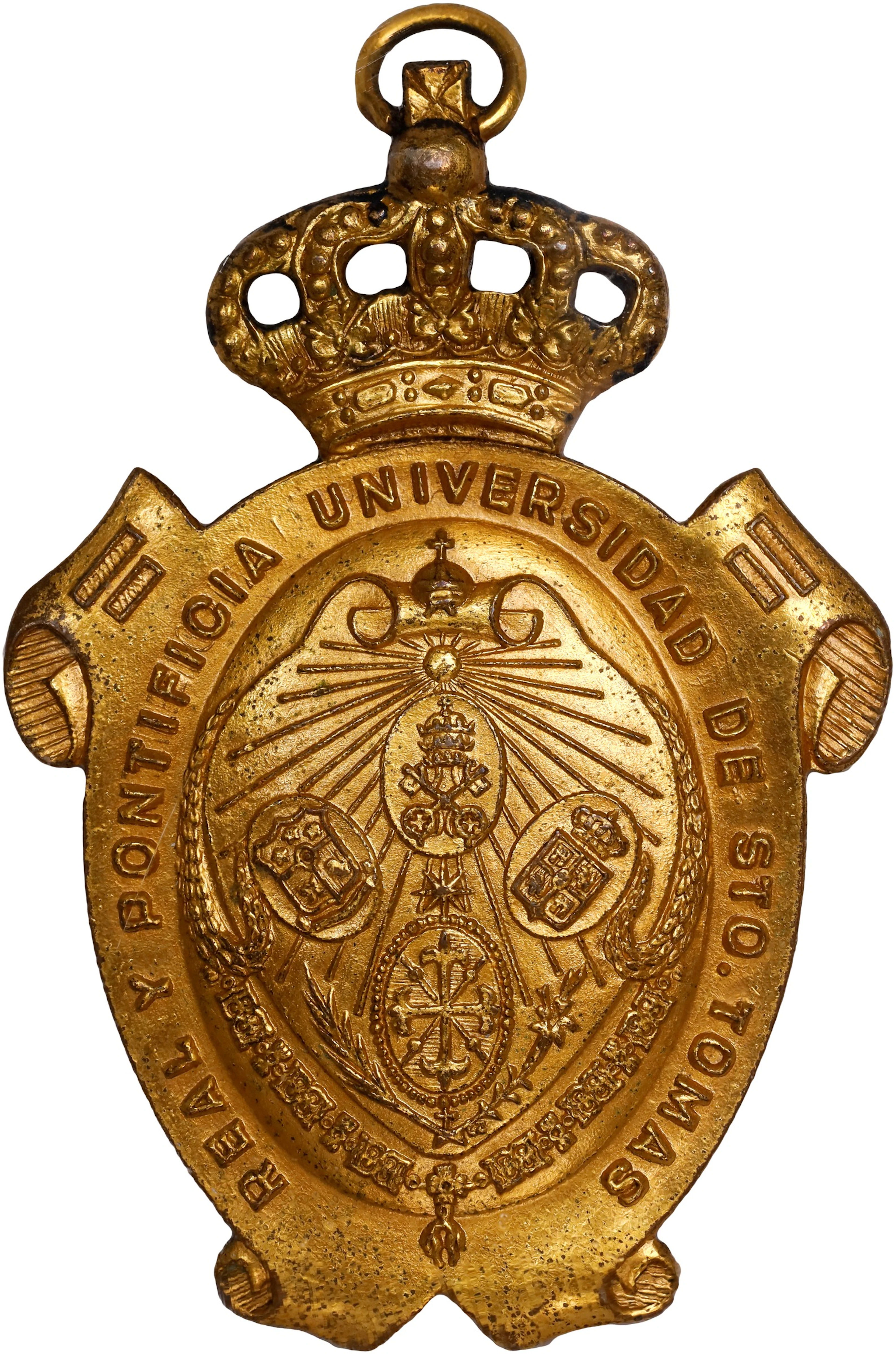 PHILIPPINES. San Tomas Pontifical University Gilt Bronze Badge, ND