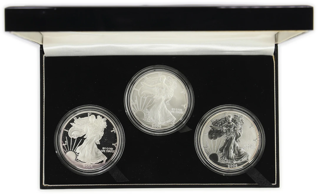 (3 oz, 93.312 g ASW). 2006 American Silver Eagle 20th Anniversary