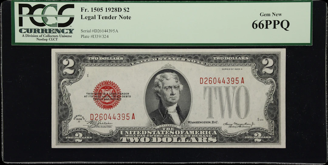 Fr. 1505. 1928D $2 Legal Tender Note. PCGS Currency Gem New 66 PPQ.