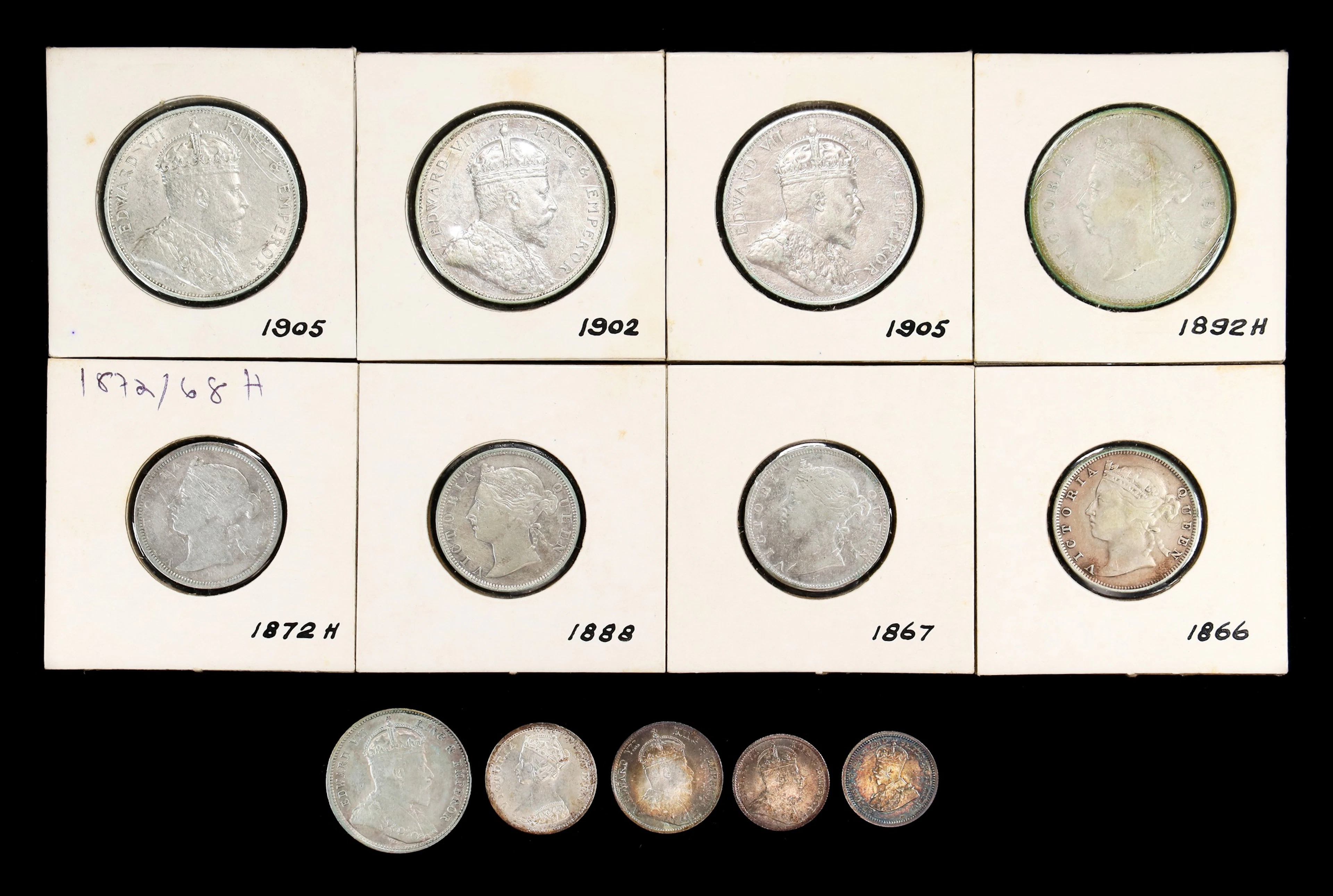 (t) HONG KONG (SAR). Group of Minors (13 Pieces), 1866-1932. Victoria
