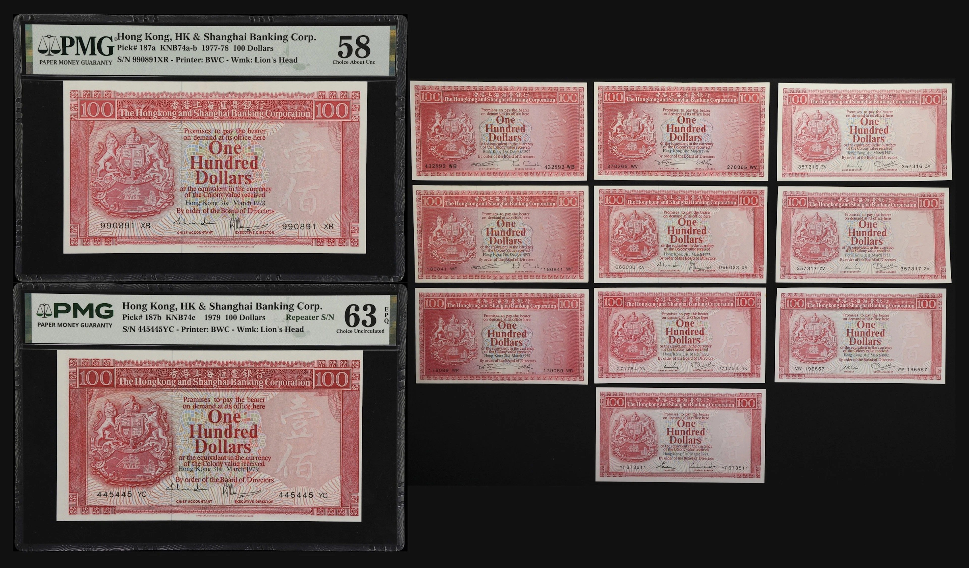 HONG KONG (SAR). Lot of (12). Hong Kong & Shanghai Banking Corporation.