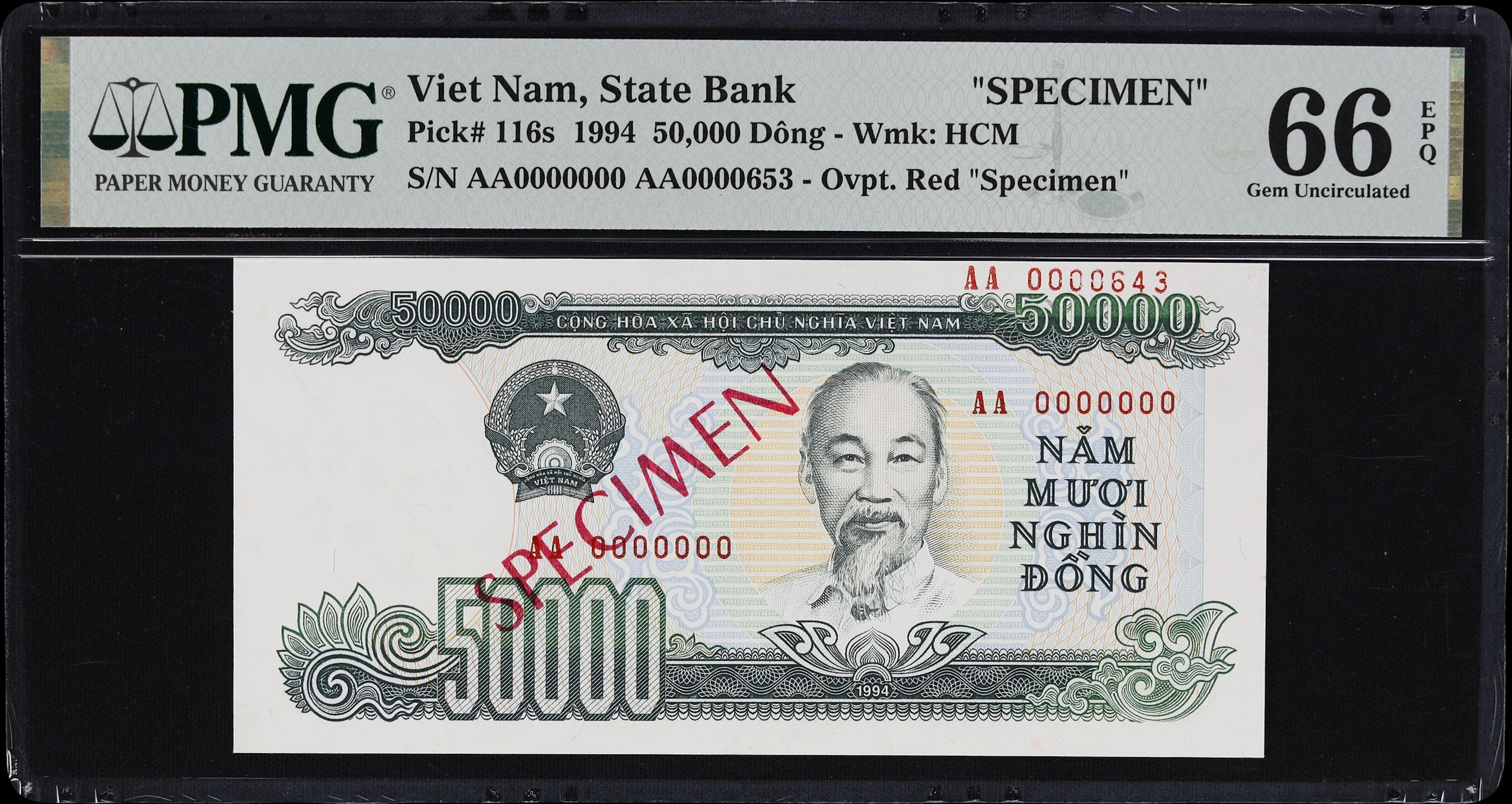 VIETNAM. State Bank of Vietnam. 50,000 Dong, 1994. P-116s. Specimen.