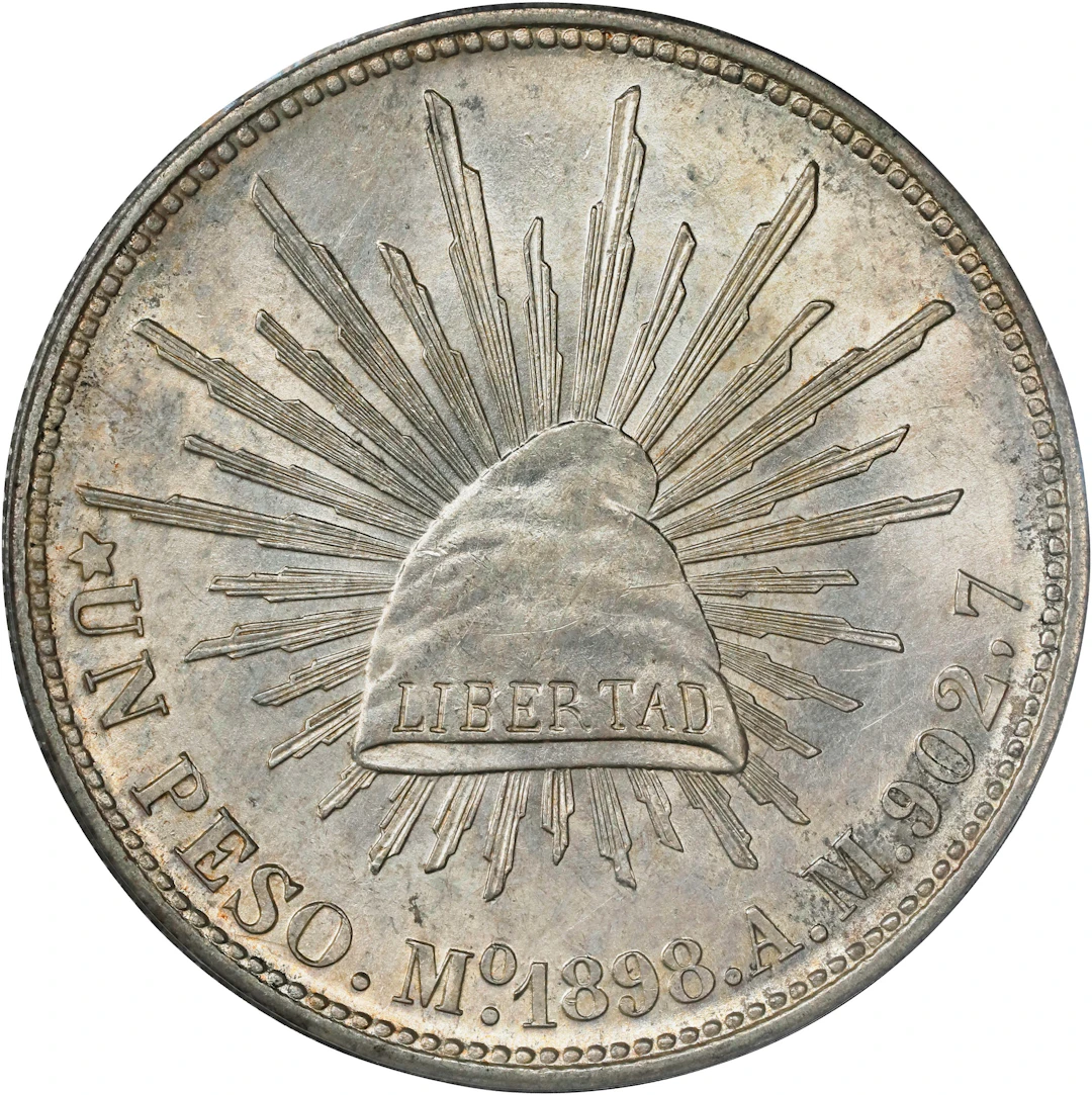 MEXICO. Peso Restrike, "1898-Mo AM" (1949). San Francisco Mint. PCGS MS-63.