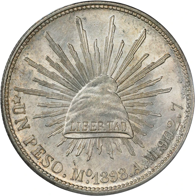 MEXICO. Peso Restrike, "1898-Mo AM" (1949). San Francisco Mint. PCGS MS-63.