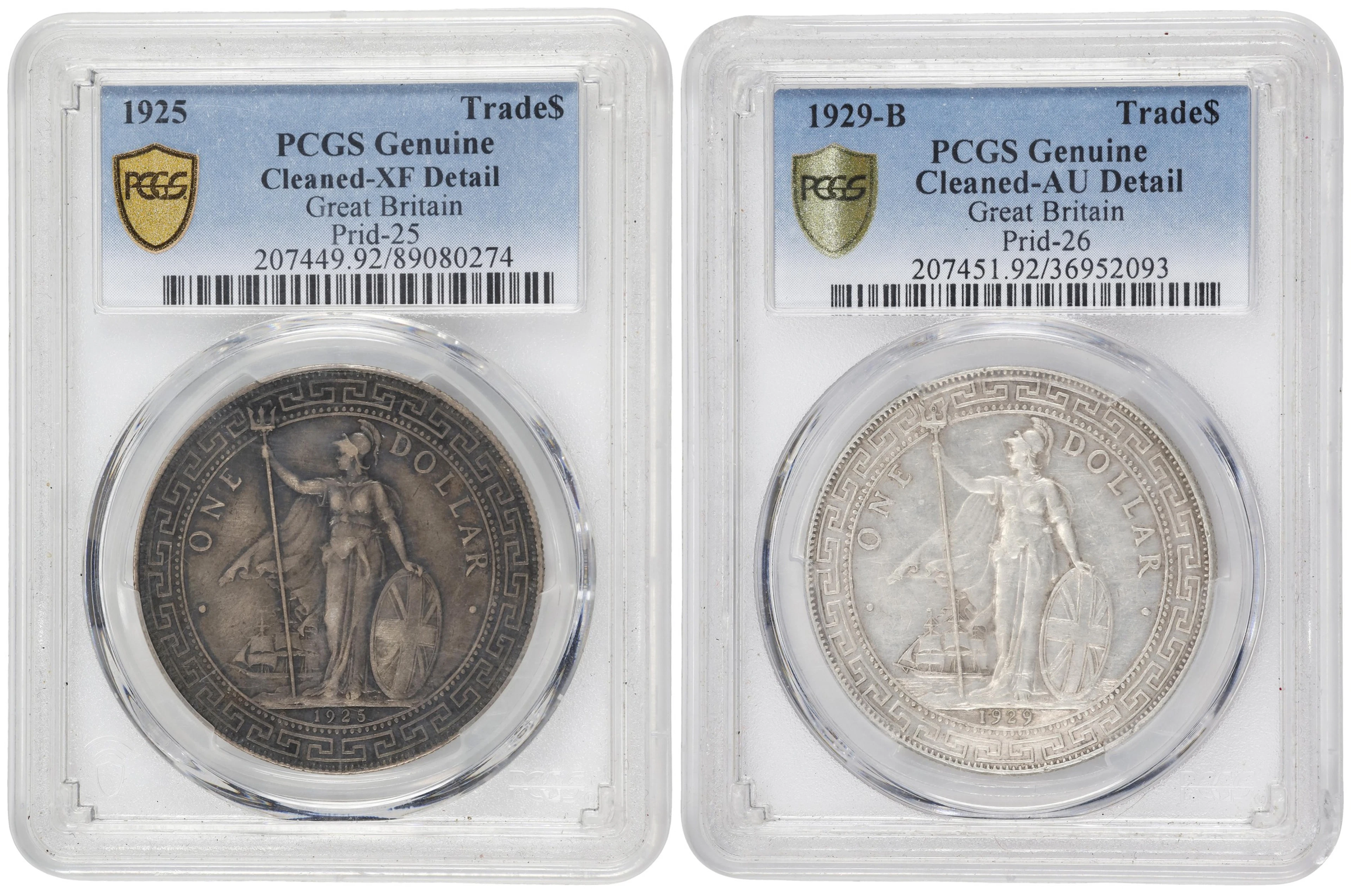 GREAT BRITAIN. Duo of Trade Dollars (2 Pieces), 1925 & 1929. George