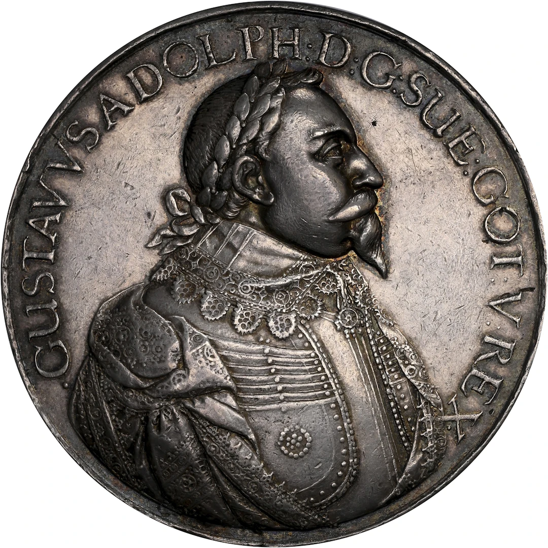 SWEDEN. Silver Medal of Valor, ND (1632). Gustav II Adolf. NGC AU
