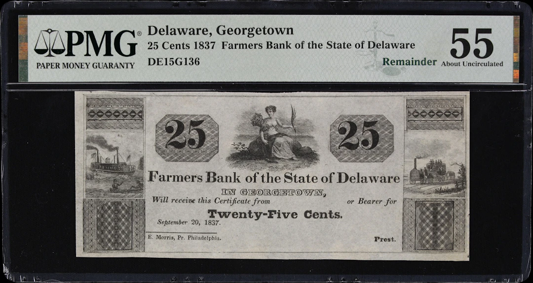Georgetown, Delaware. Farmers Bank of the State of Delaware. 1837