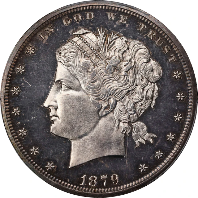 1879 Pattern Standard Dollar. Judd-1605, Pollock-1801. Rarity-7-.