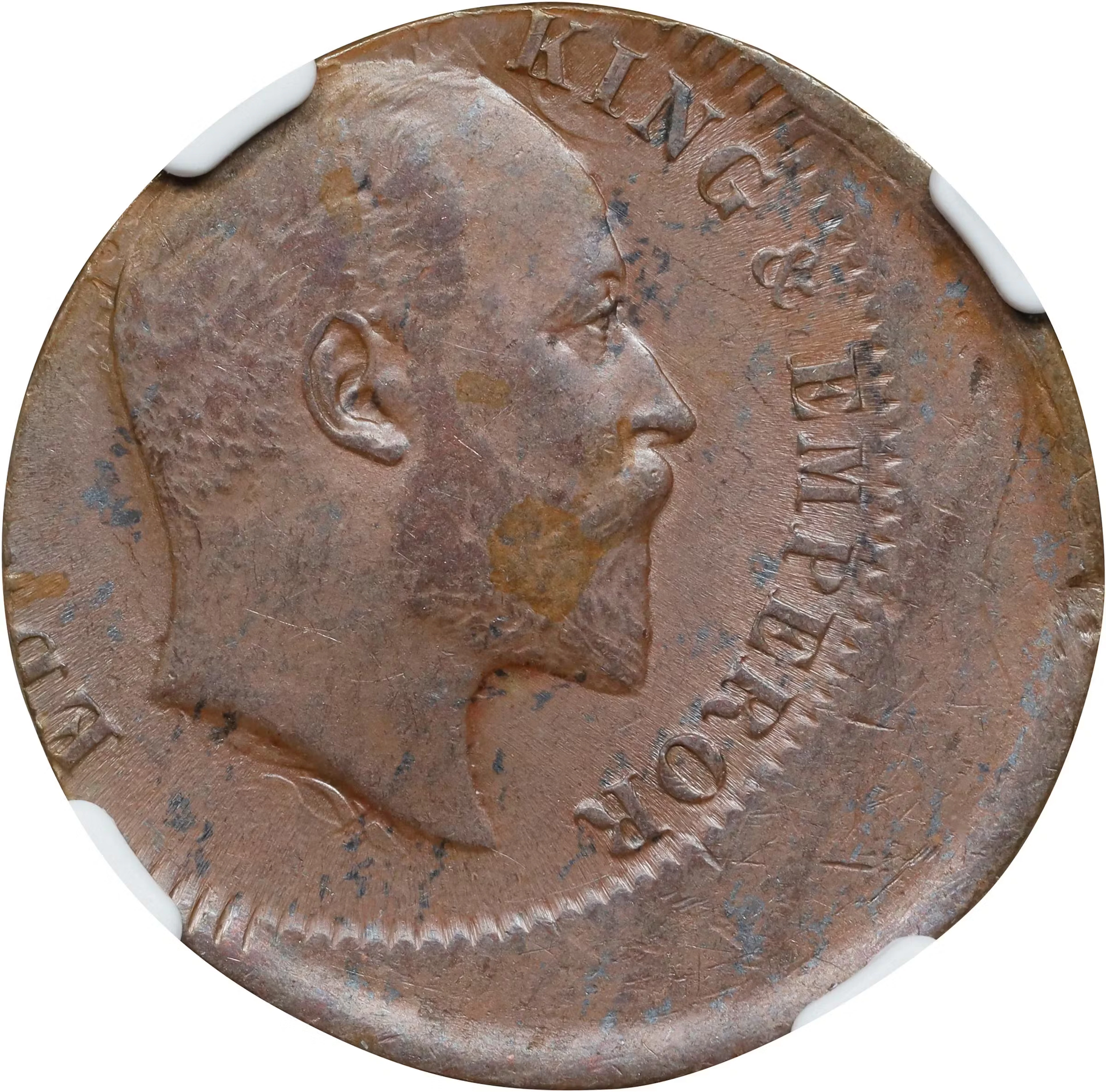 INDIA. Mint Error -- Struck 30% Off-Center -- 1/4 Anna, 1903-(C).