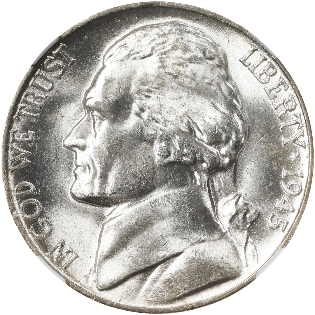 1945-P Jefferson Nickel. FS-803. Tripled Die Reverse. MS-66 (NGC).