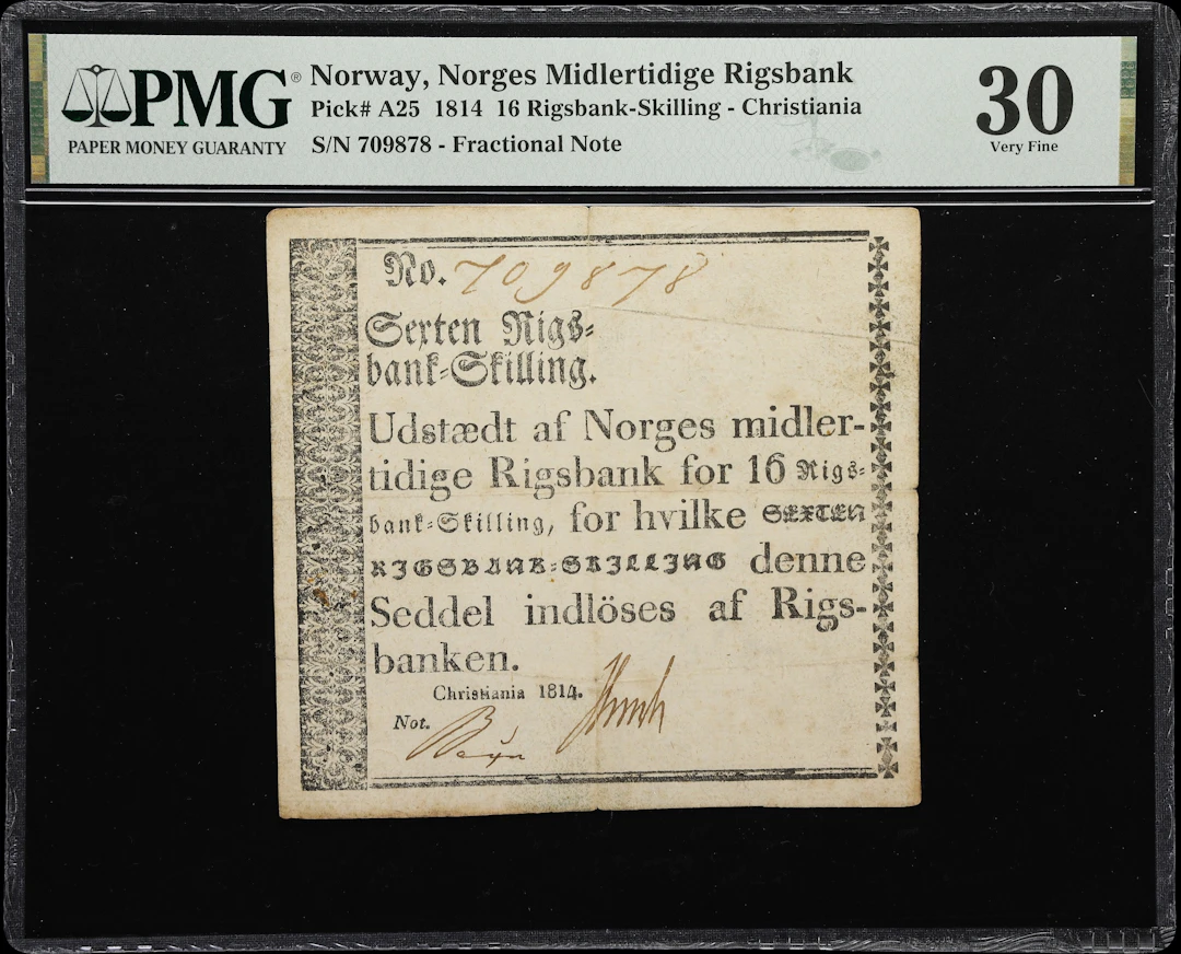 (◊) NORWAY. Norges Midlertidige Rigsbank. 16 Rigsbank-skilling, 1814.