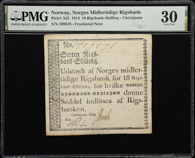 (◊) NORWAY. Norges Midlertidige Rigsbank. 16 Rigsbank-skilling, 1814.