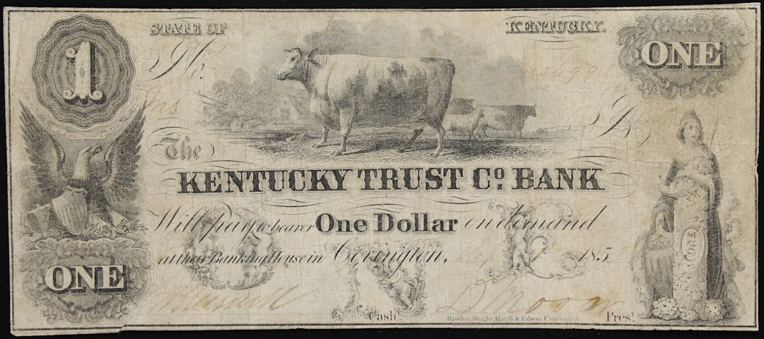 Covington, Kentucky. Kentucky Trust Company Bank. 1852 $1. Fine.