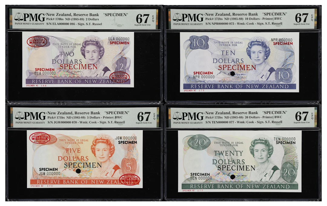 NEW ZEALAND. Lot of (4). Reserve Bank of New Zealand. 2, 5, 10, &