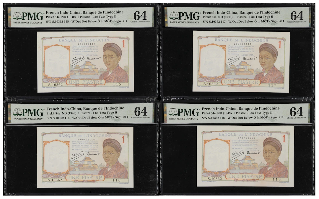 FRENCH INDO-CHINA. Lot of (4). Banque de l'Indochine. 1 Piastre, ND