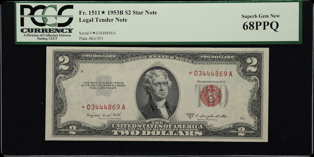 Fr. 1511*. 1953B $2 Legal Tender Star Note. PCGS Currency Superb Gem
