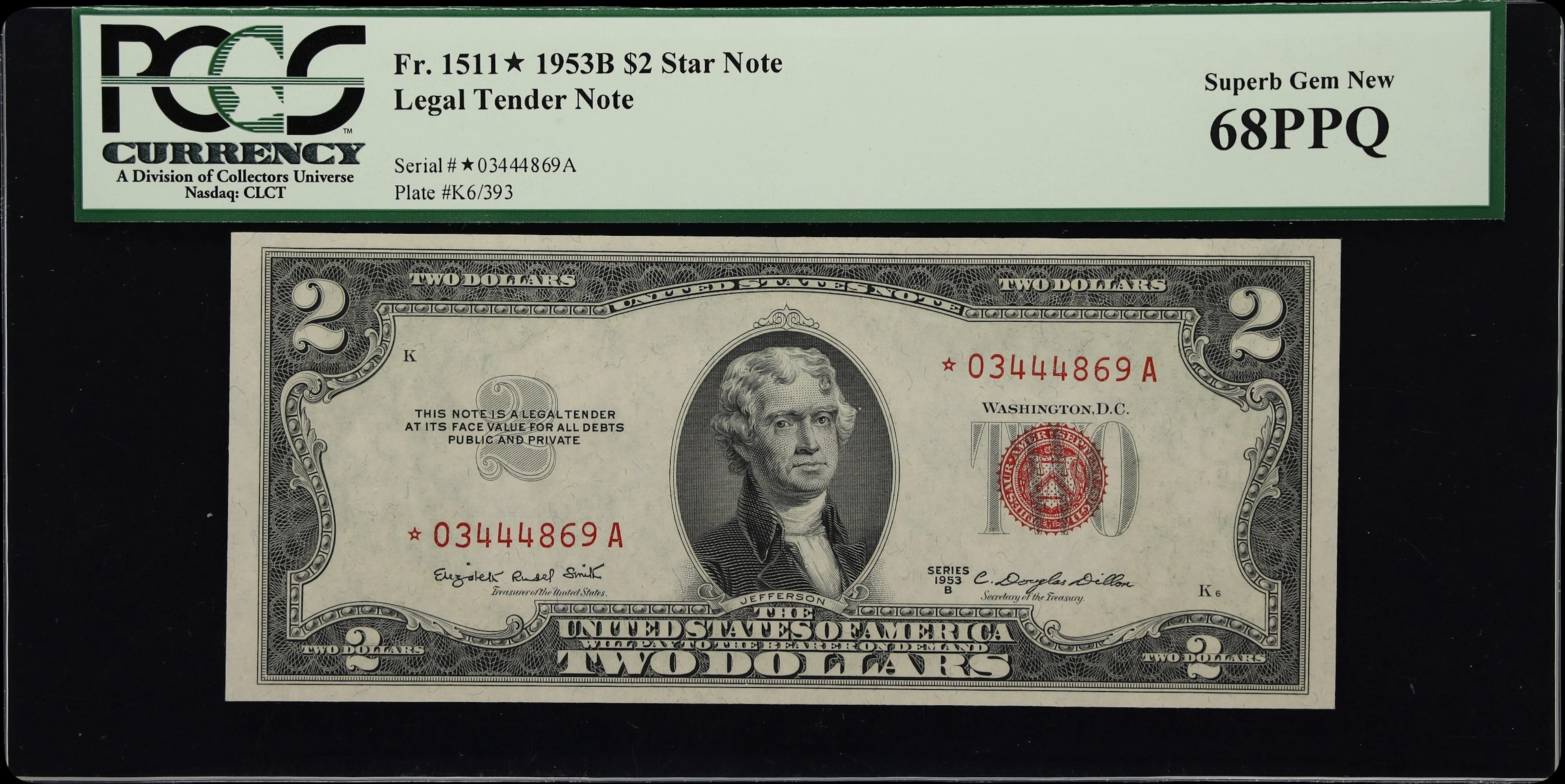 Fr. 1511*. 1953B $2 Legal Tender Star Note. PCGS Currency Superb Gem