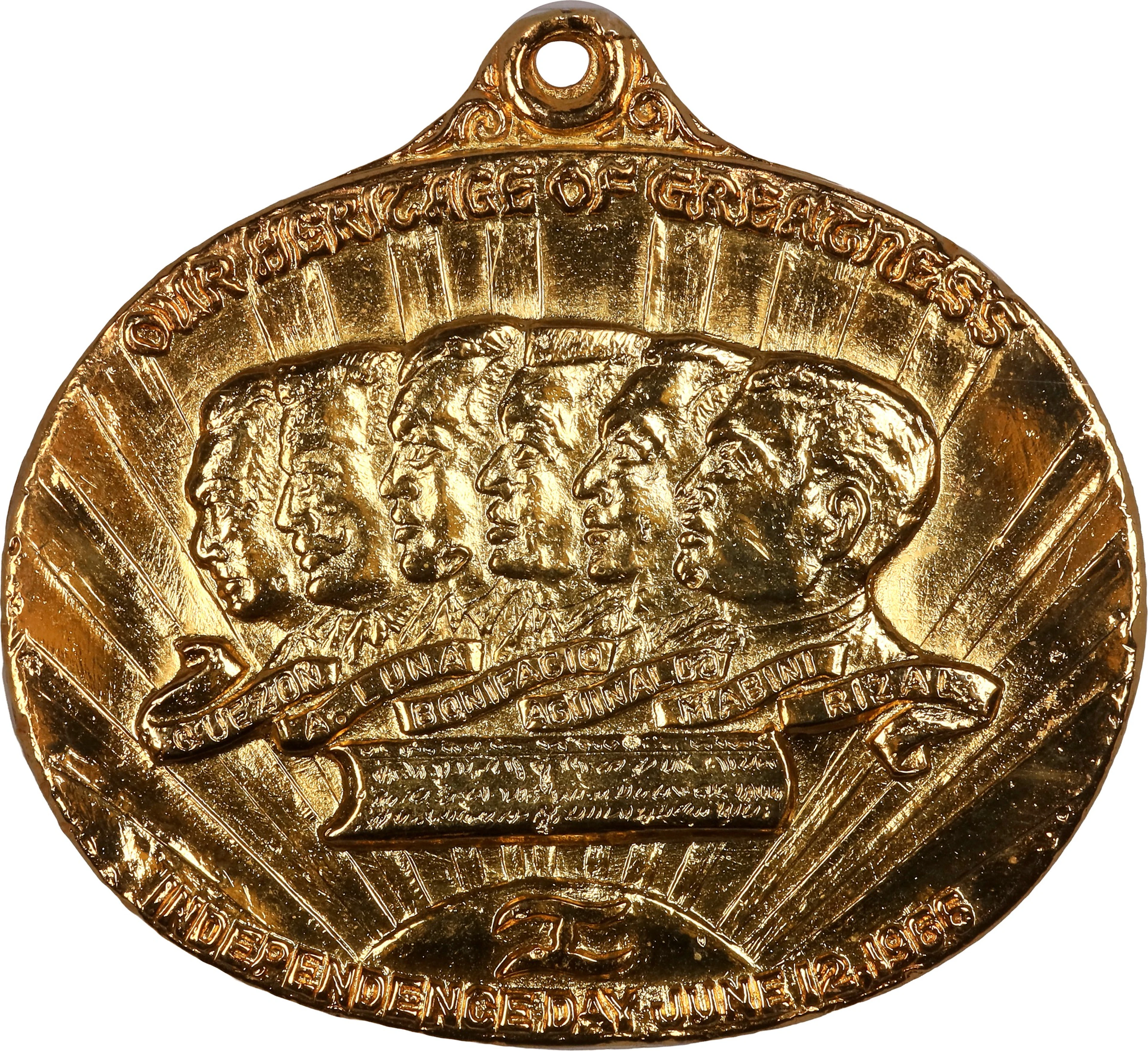 PHILIPPINES. Independence Gilt Brass Medal, 1966. NGC MS-64.