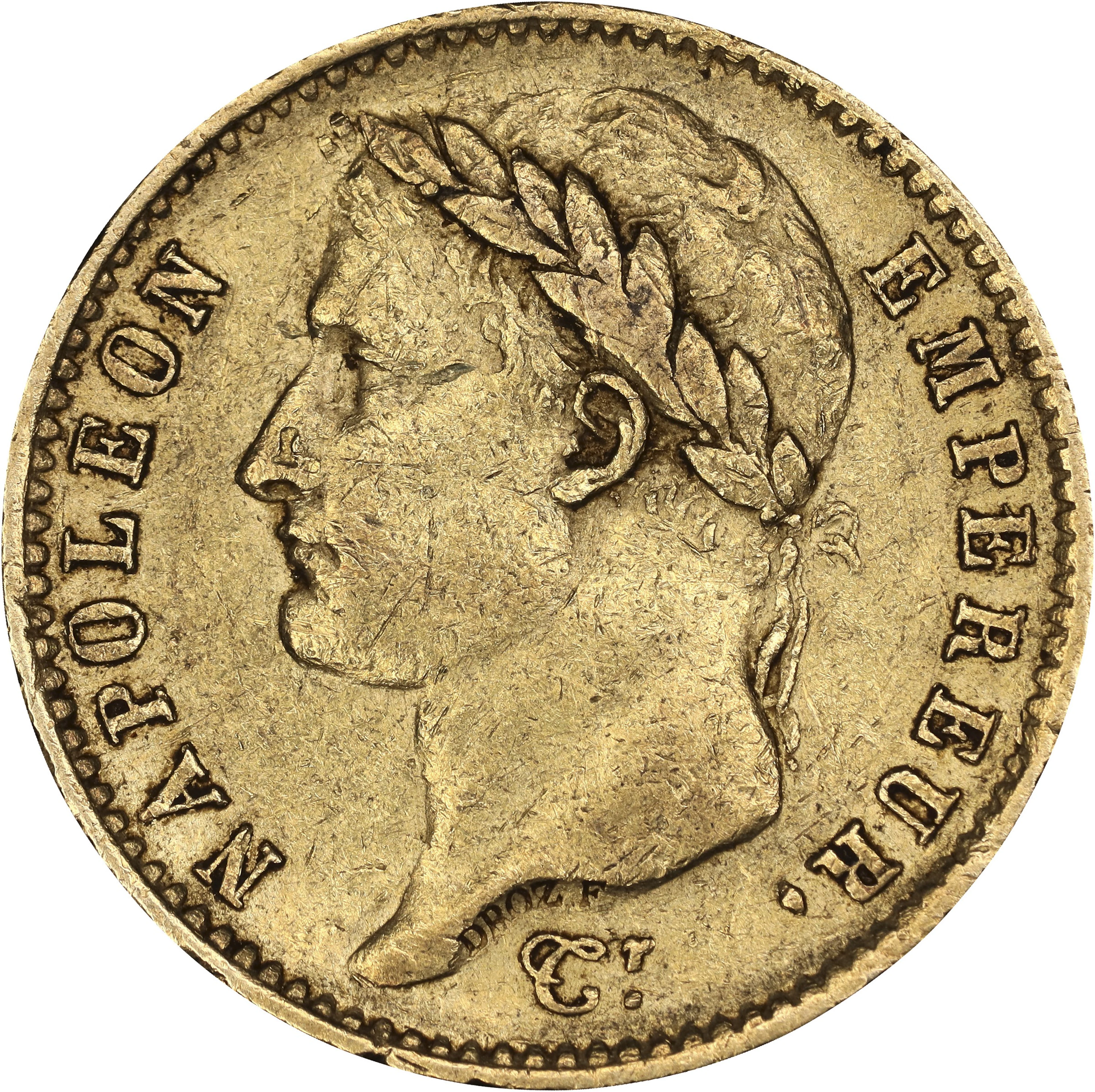 (0.187 oz, 5.816 g AGW). France. 1808-A Gold 20 Francs.