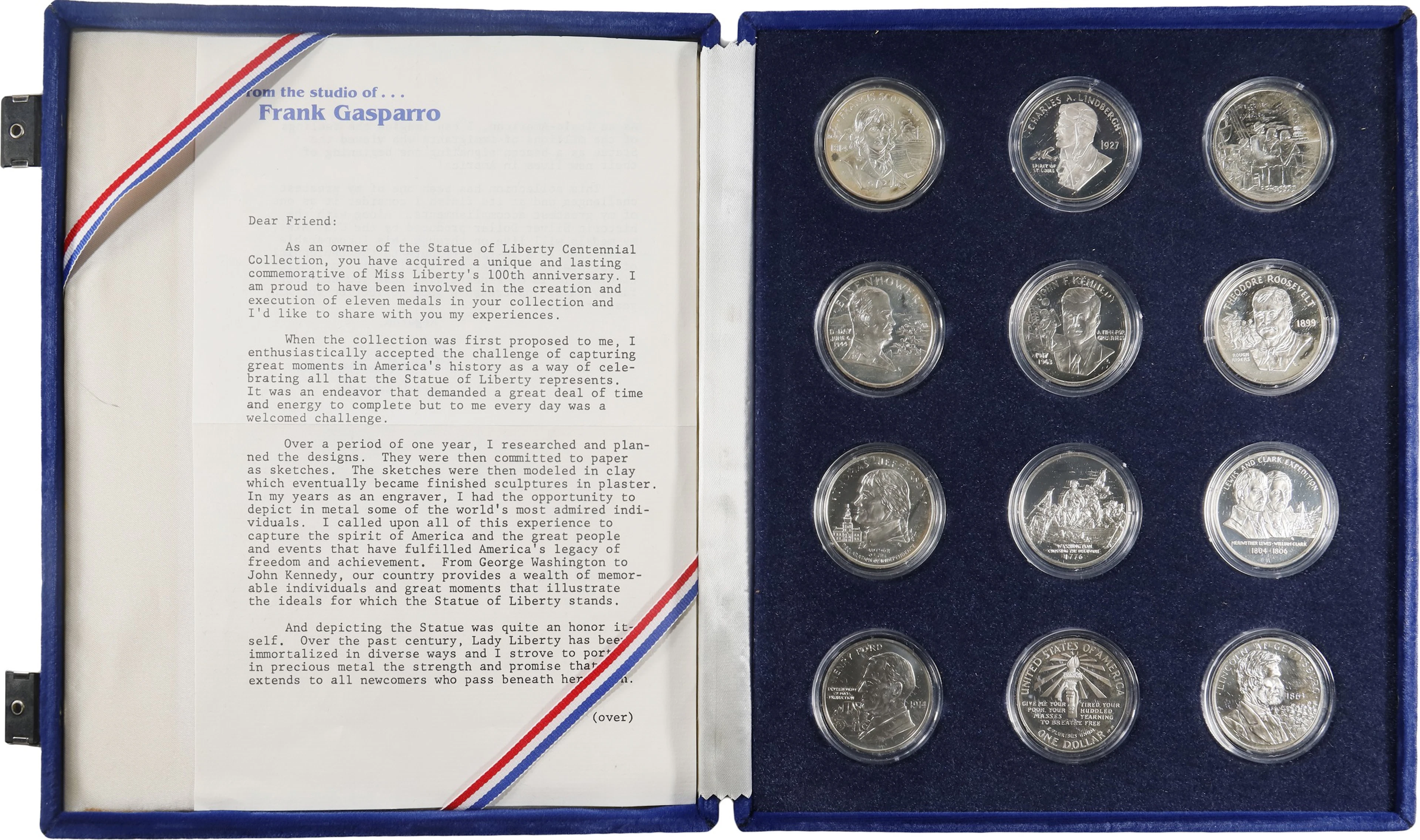 (10.048 oz, 312.533 g ASW). Franklin Mint Statue of Liberty Centennial