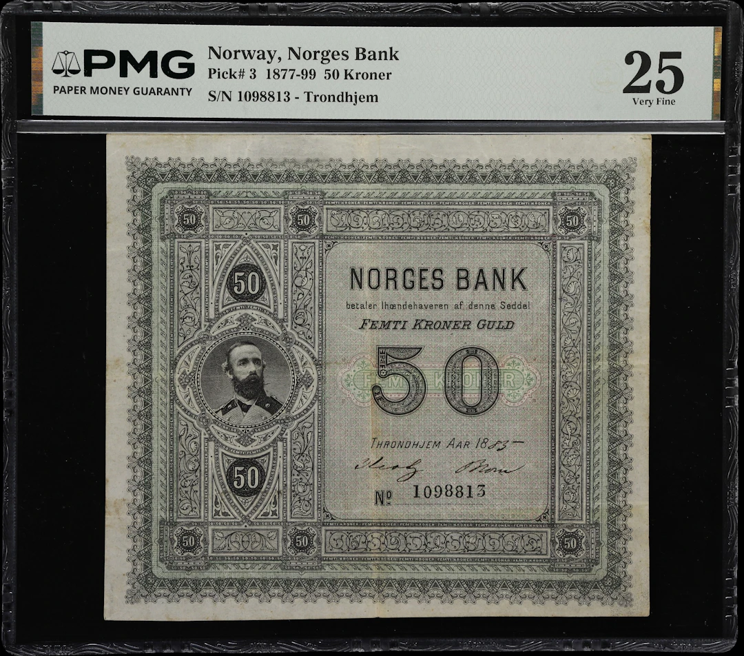 (◊) NORWAY. Norges Bank. 50 Kroner, 1885. P-3. PMG Very Fine 25.
