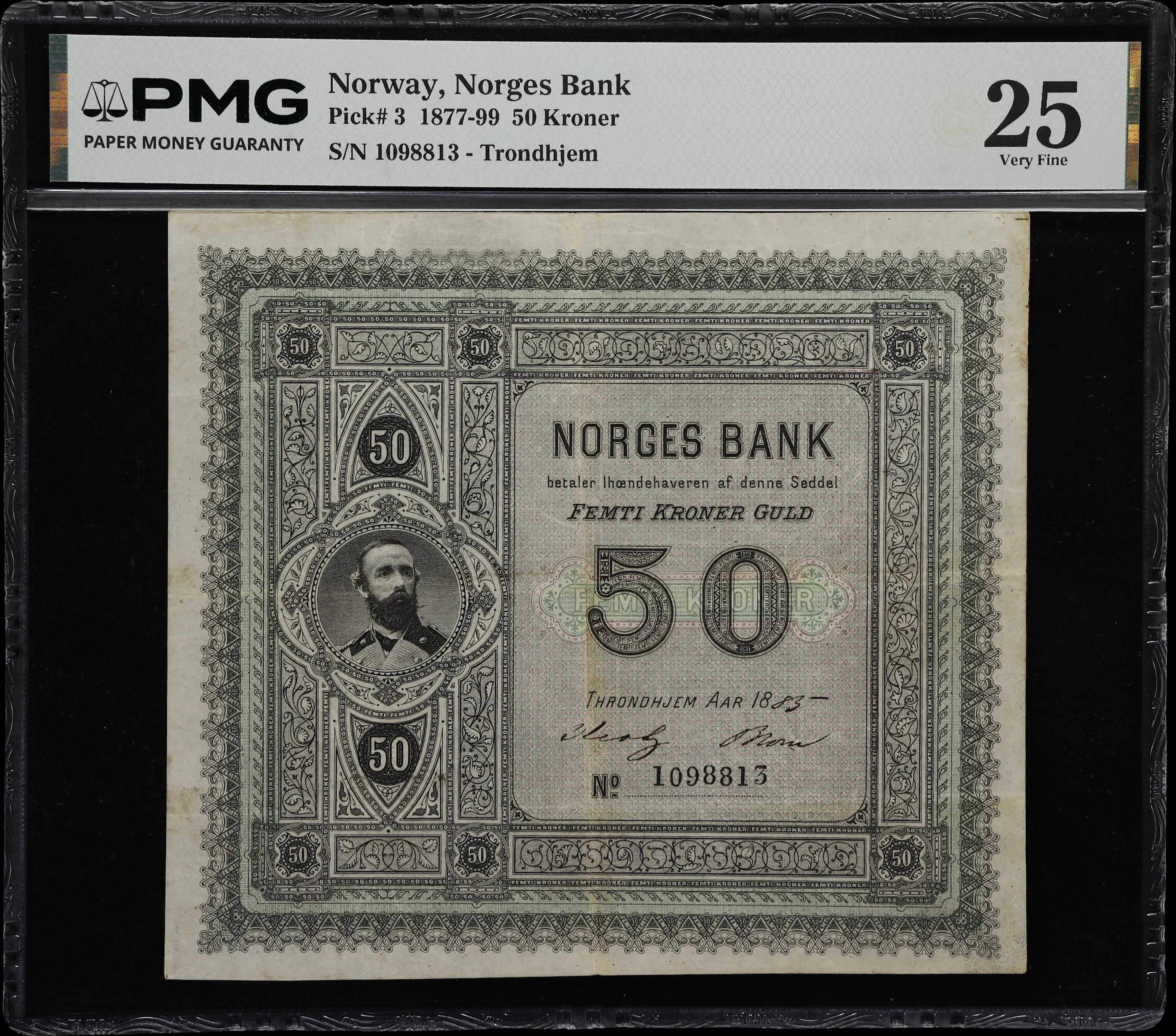 (◊) NORWAY. Norges Bank. 50 Kroner, 1885. P-3. PMG Very Fine 25.