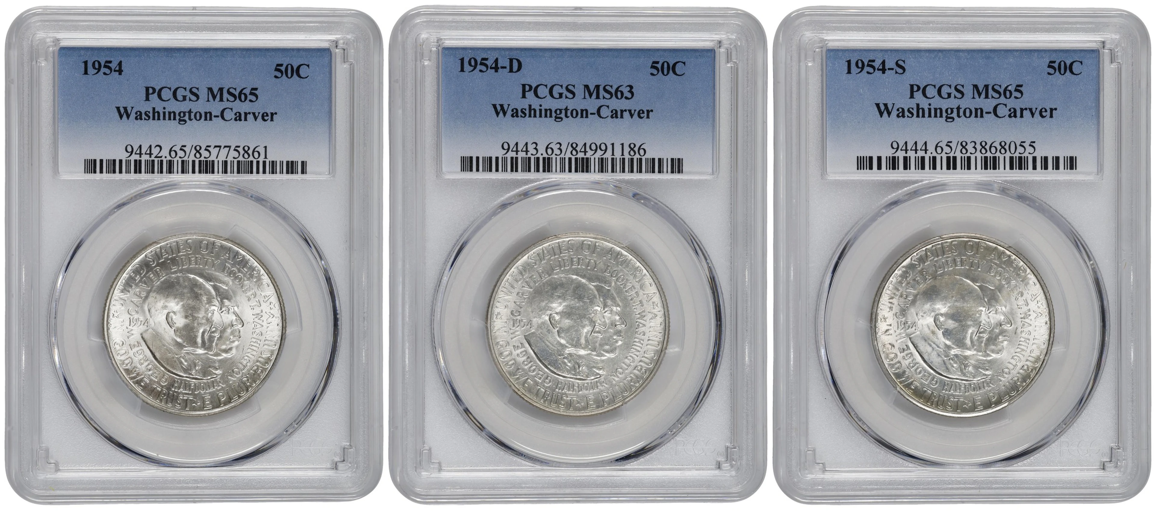 1954 Carver/Washington Commemorative. PDS Set. (PCGS).