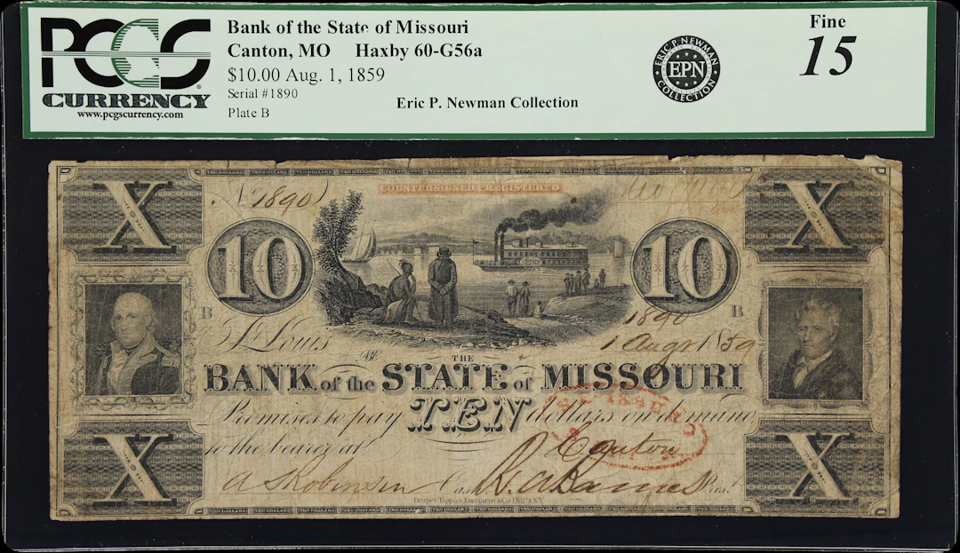 Canton, Missouri. Bank of the State of Missouri. 1859 $10. PCGS Currency