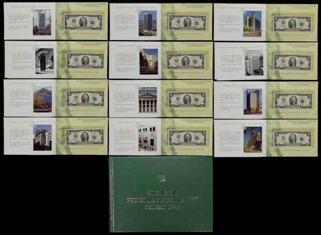 Book of (12) Fr. 1937-A* to 1937-L*. 2003 $2 Federal Reserve Star
