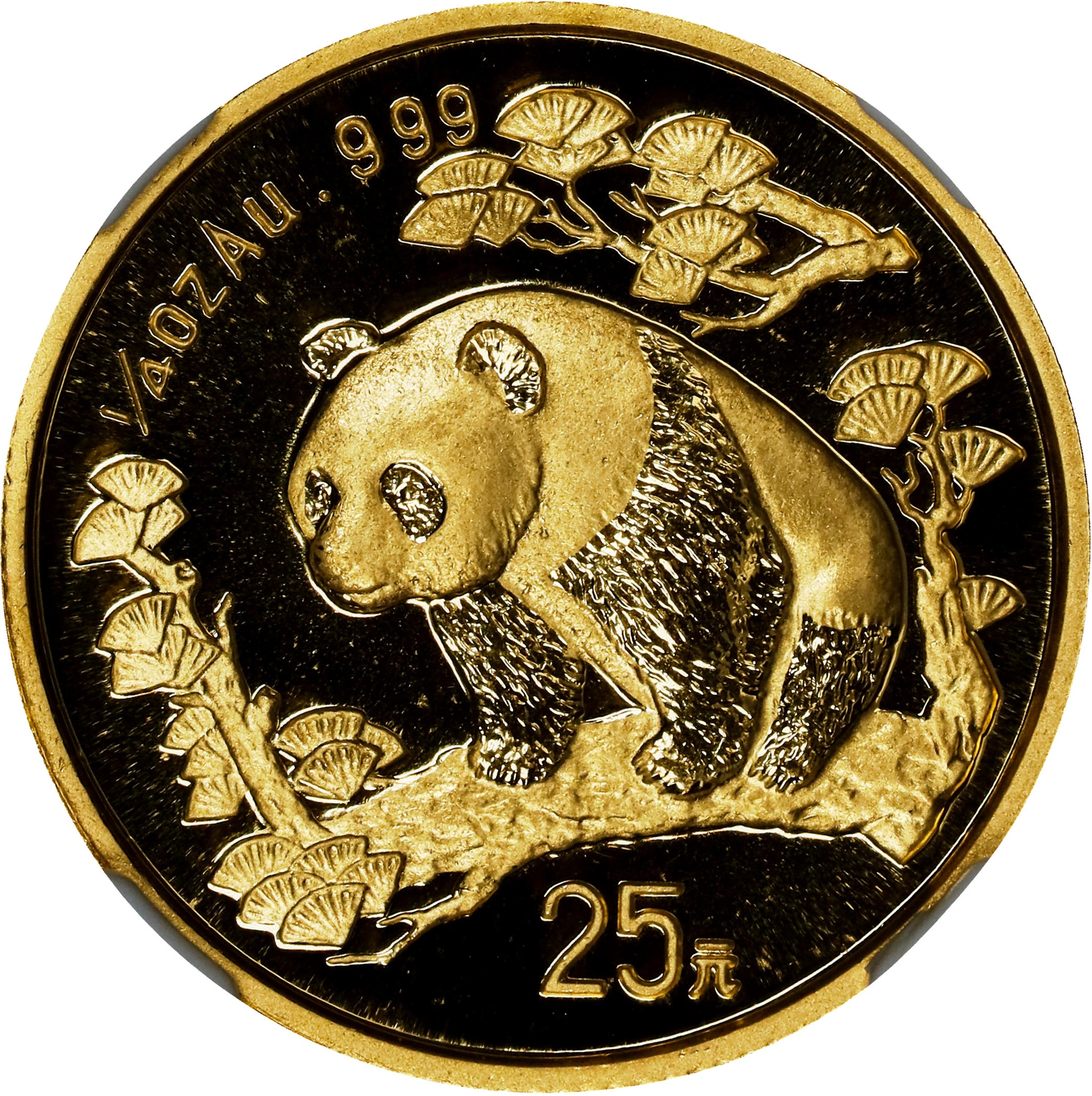 (t) CHINA. Gold 25 Yuan, 1997. Panda Series. NGC MS-69.