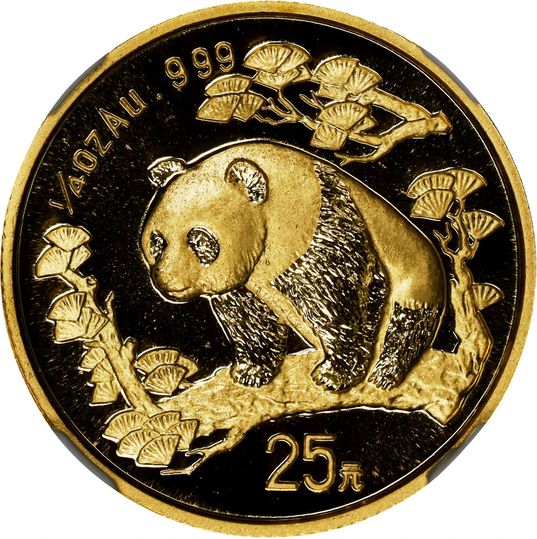 (t) CHINA. Gold 25 Yuan, 1997. Panda Series. NGC MS-69.