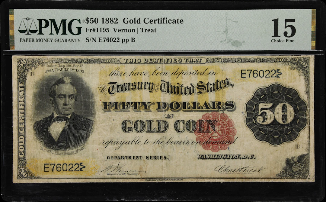 Fr. 1195. 1882 $50 Gold Certificate. PMG Choice Fine 15.