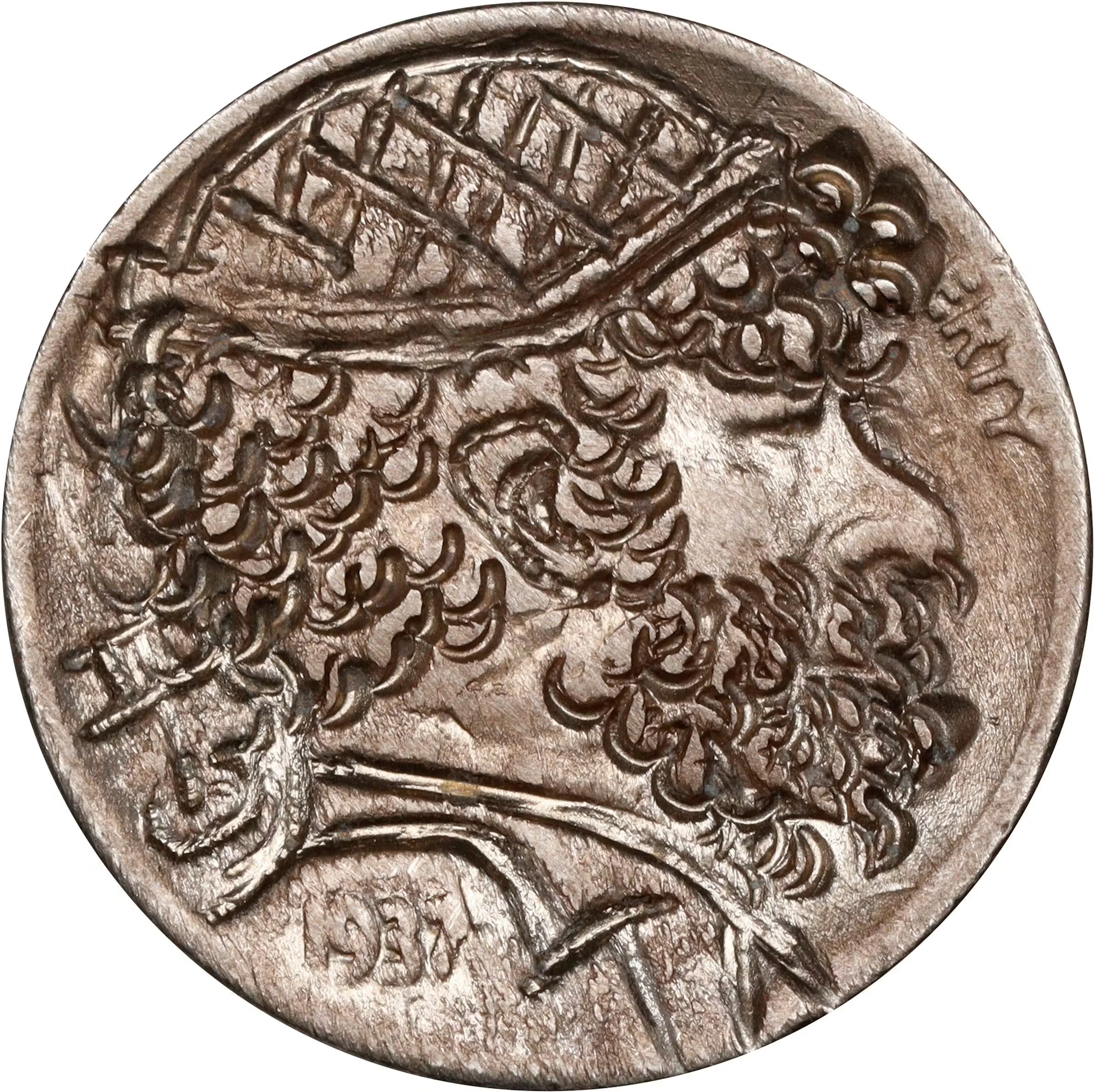 Bearded Man Wearing Turtle Shell Hat Hobo Nickel. By Bo. Quality of