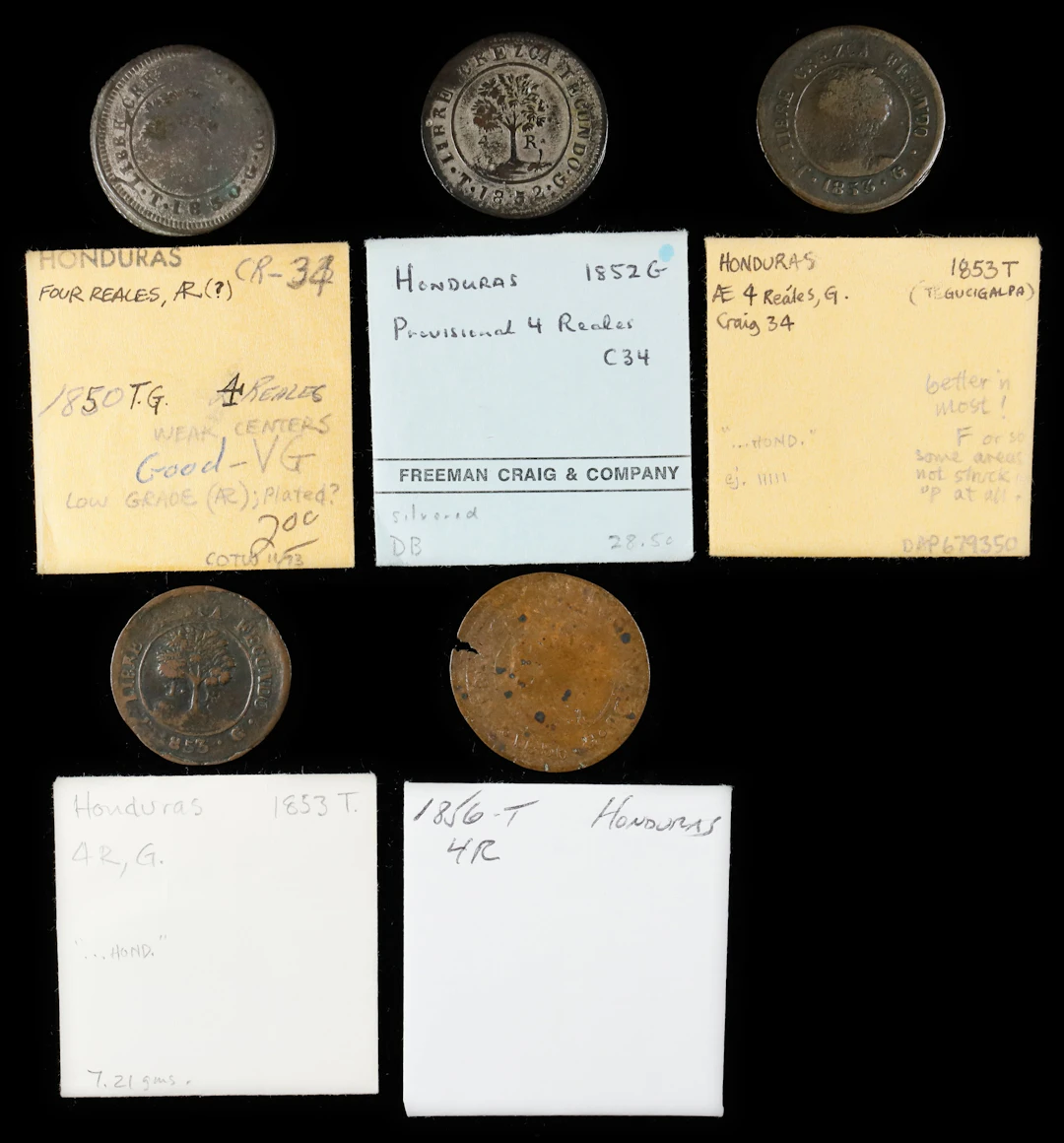 HONDURAS. Provisional Government. Quintet of 4 Reales (5 Pieces)