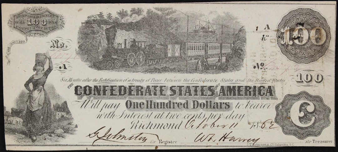 T-40. Confederate Currency. 1862 $100. Choice Uncirculated.
