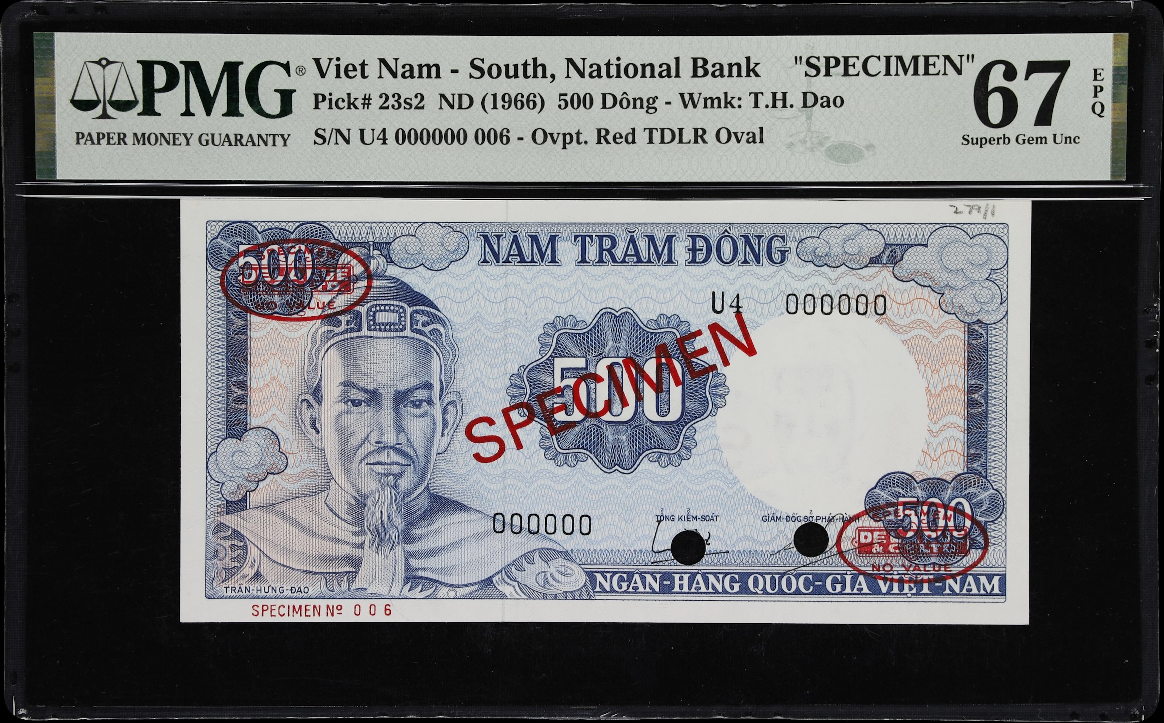 VIETNAM, SOUTH. National Bank of Vietnam. 500 Dong, ND (1966). P-23s2.