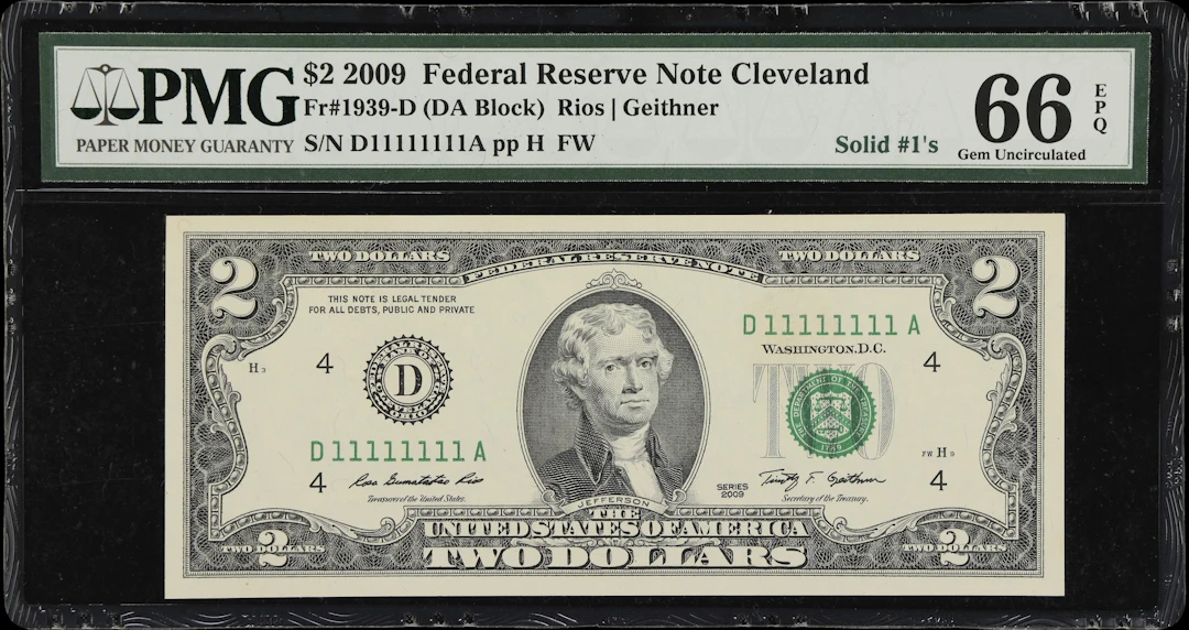 Fr. 1939-D. 2009 $2 Federal Reserve Note. Cleveland. PMG Gem Uncirculated